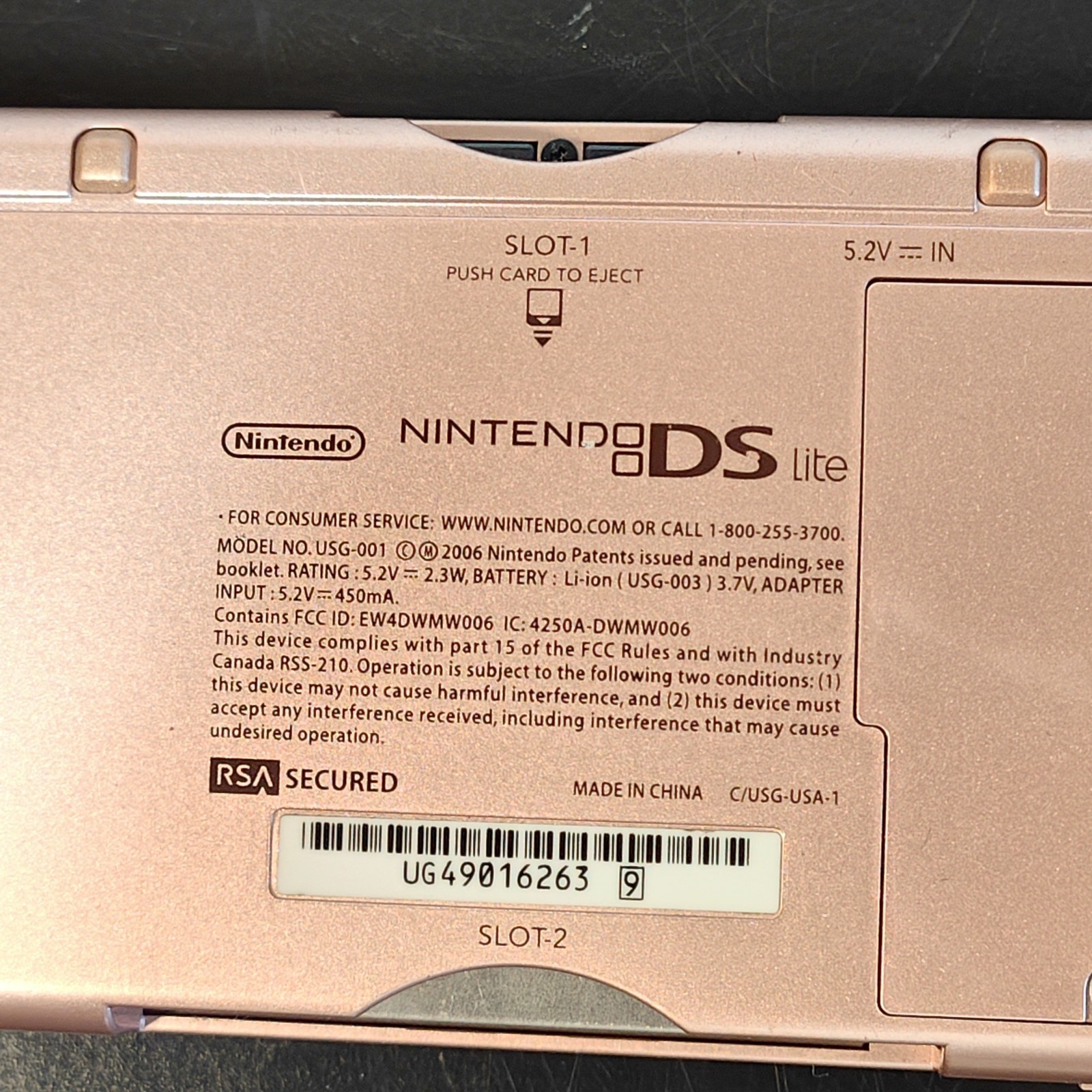 Nintendo DS Lite Game Console Metallic Rose DSLite Working W/ Spongebobe Game