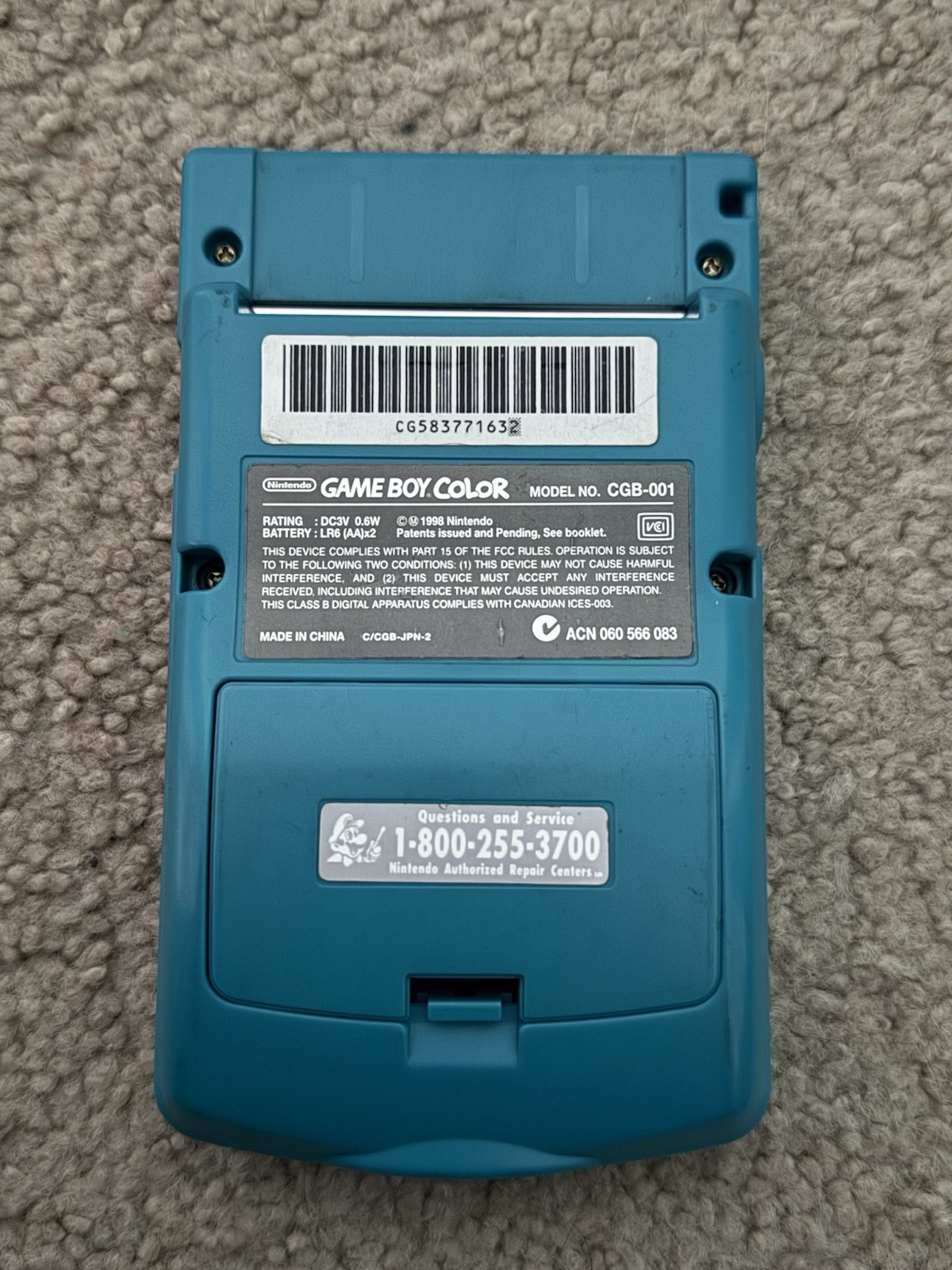 Nintendo Game Boy Color Teal with Case, Manual, & Nickelodeon Games