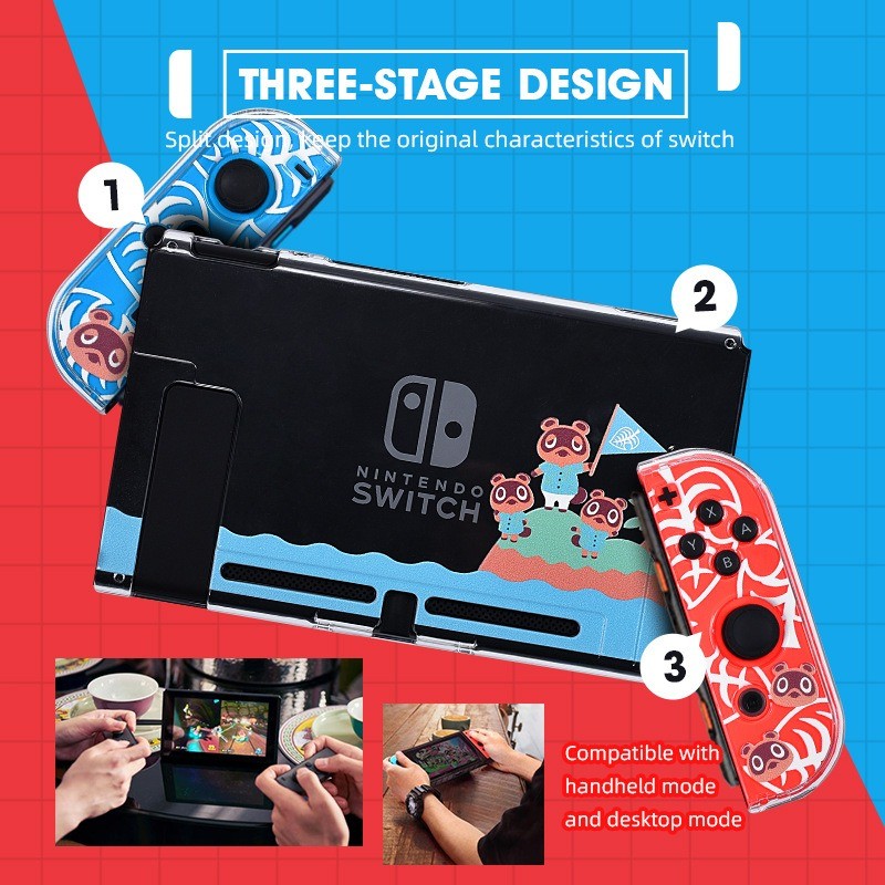 Crystal Protective Case for Switch – Clear PC Shell, Cute Animal Forest Bear Des