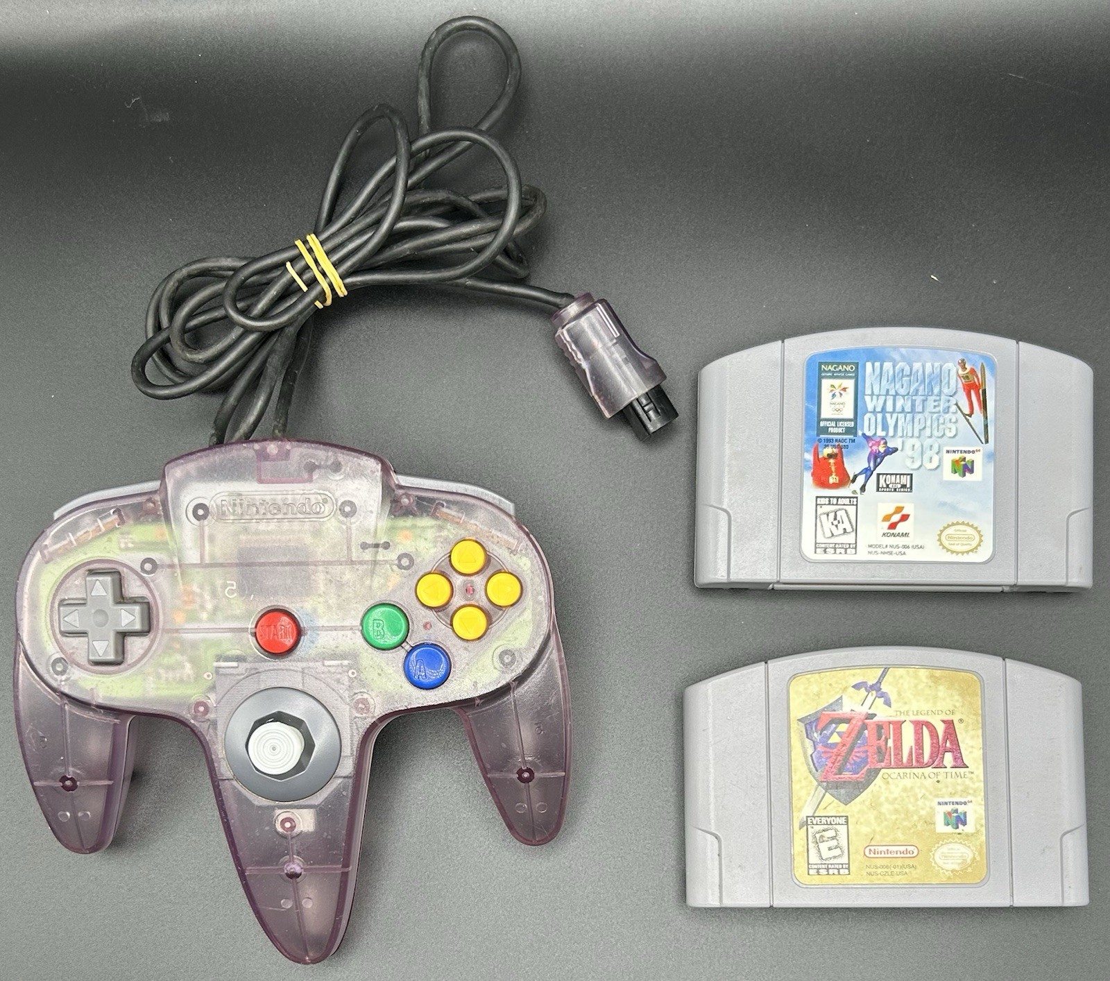 Nintendo 64 Console Bundle | Atomic Purple Controller + Ocarina Of Time WORKING