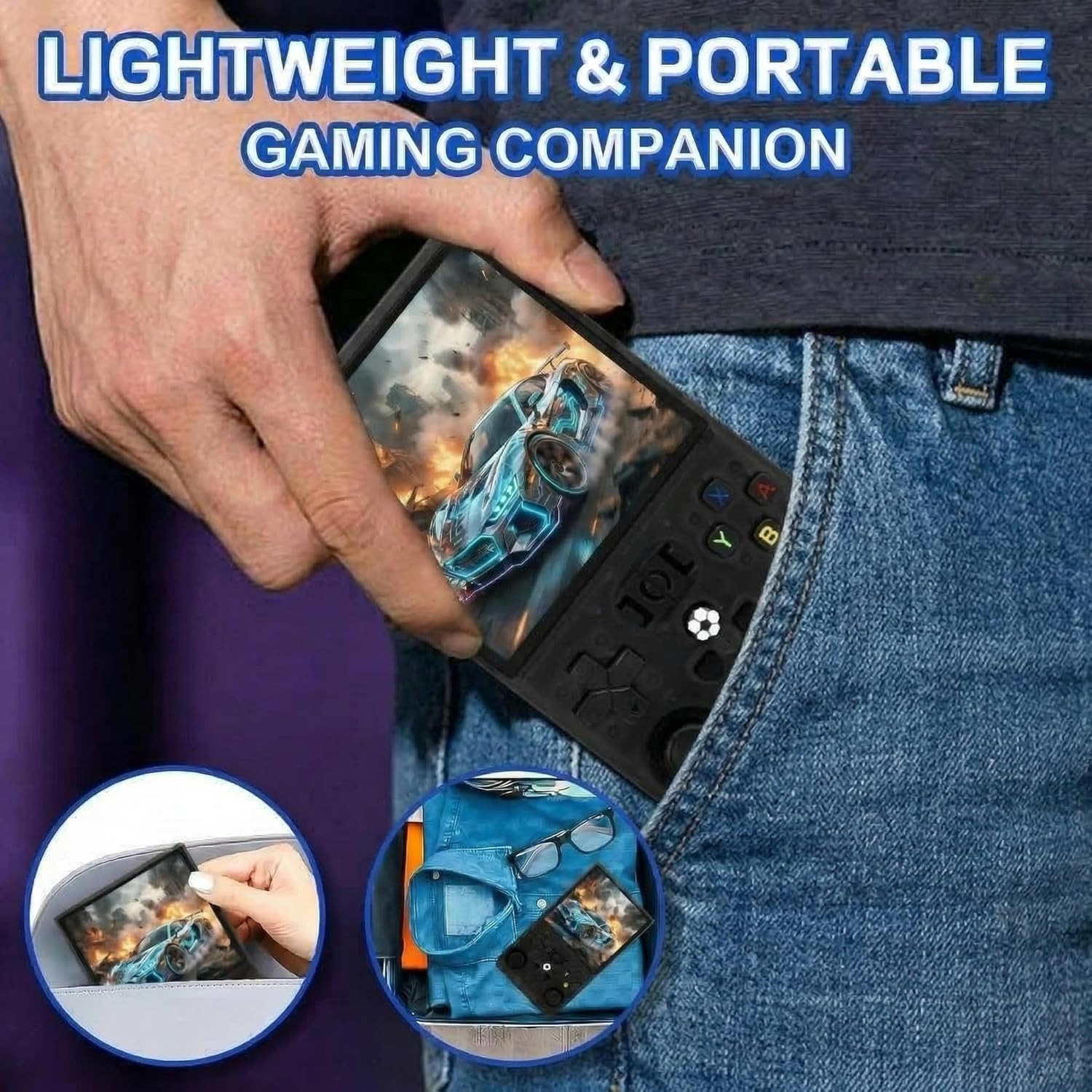 R36MAX Handheld Retro Game Console,4.0″ IPS 720X720 HD Screen,128Gb with 30,000+