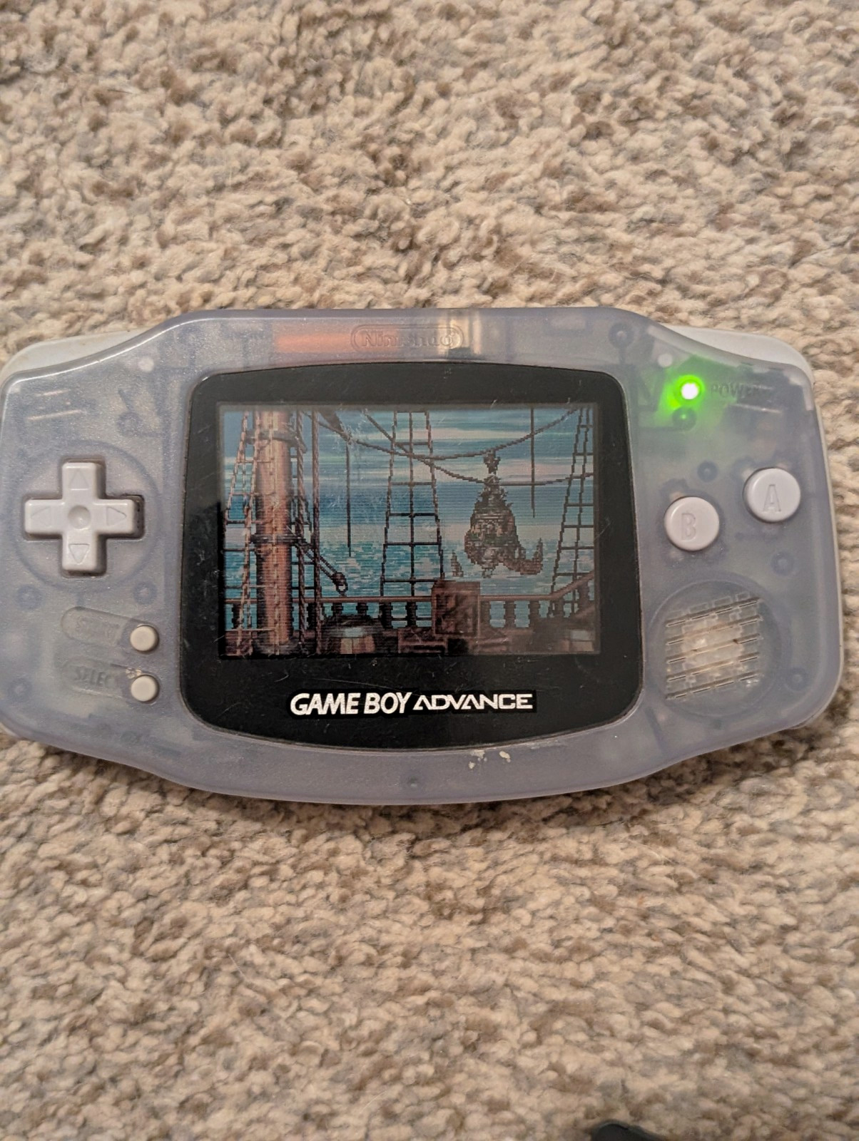 Nintendo Game Boy Advance GBA Clear Blue Handheld Console AGB-001 Headphone Jack