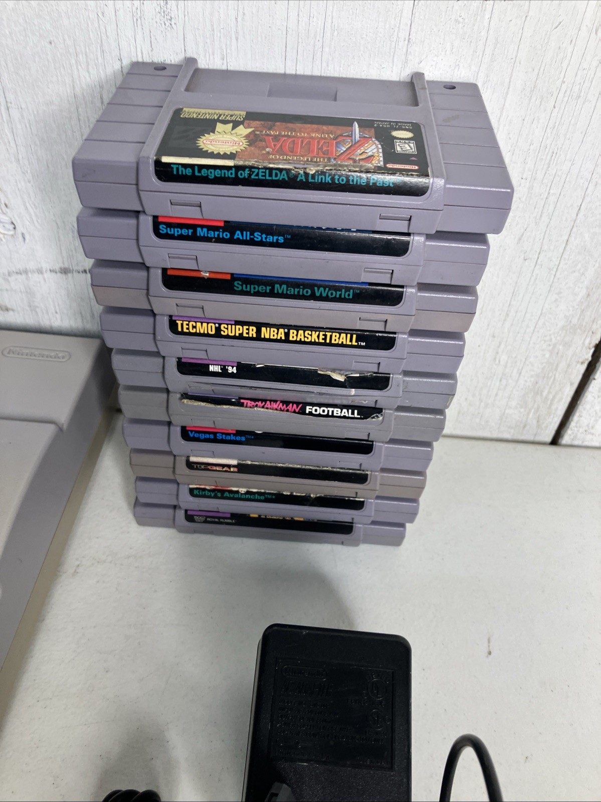 Super Nintendo SNES System Console Bundle 10 Games Mario World All Stars Zelda