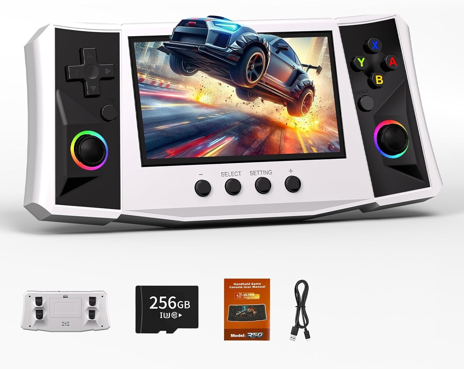 R50 Ultra 50000 in 1 Handheld Game Console, 4.5 Inch IPS Screen Retro Gaming Con