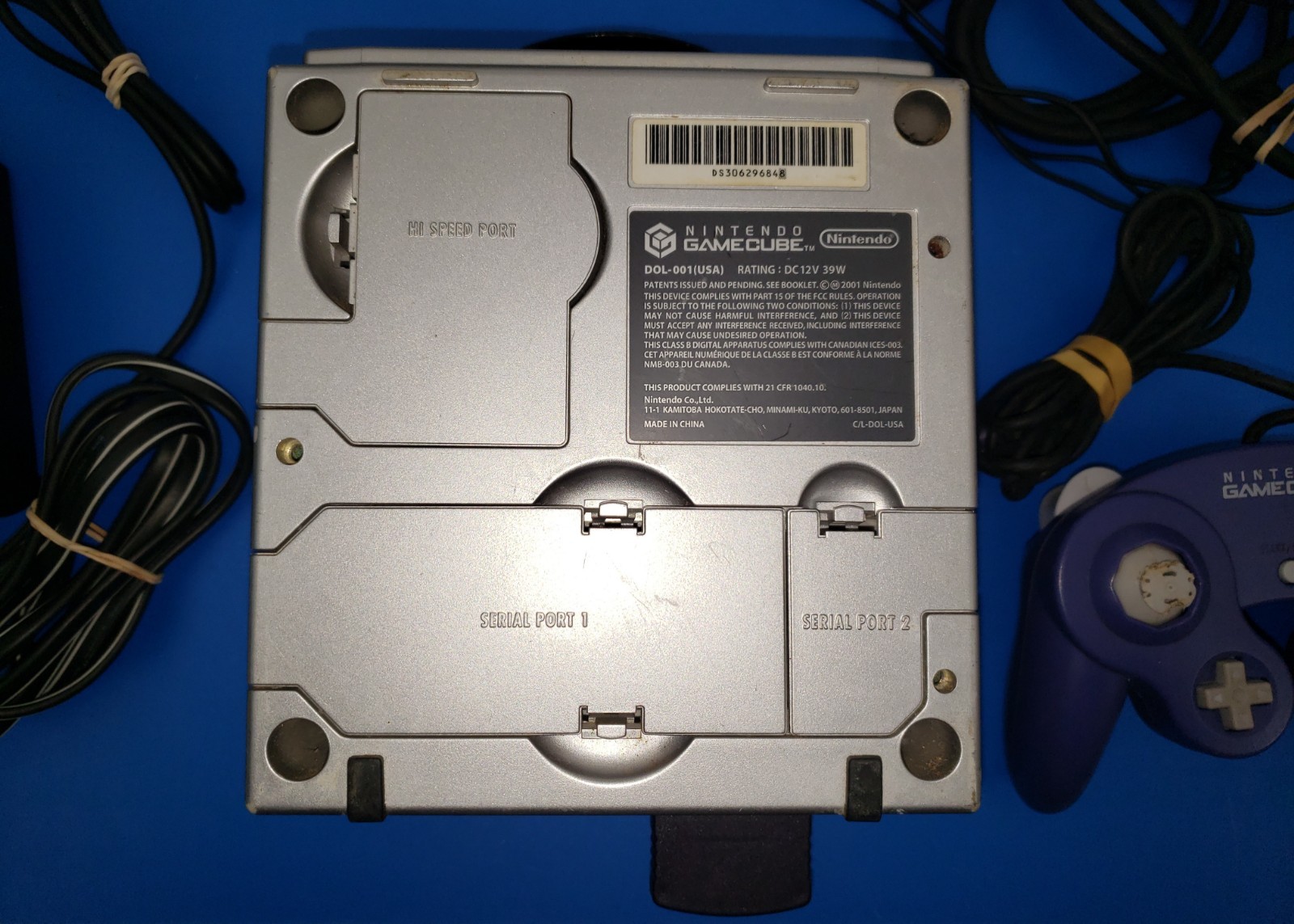 Nintendo Gamecube Platinum With Memory Card, Controller, & Cables Works/tested