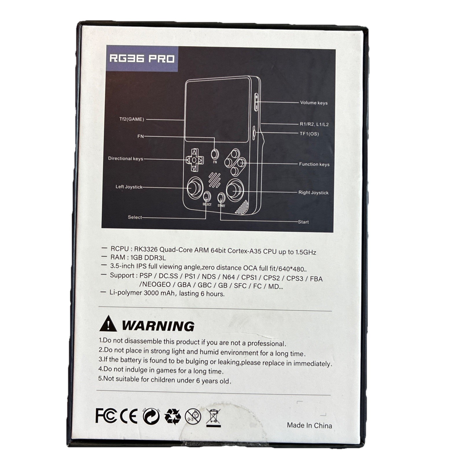 RG36PRO Retro Handheld Game Console,Open Source System,64G TF Card