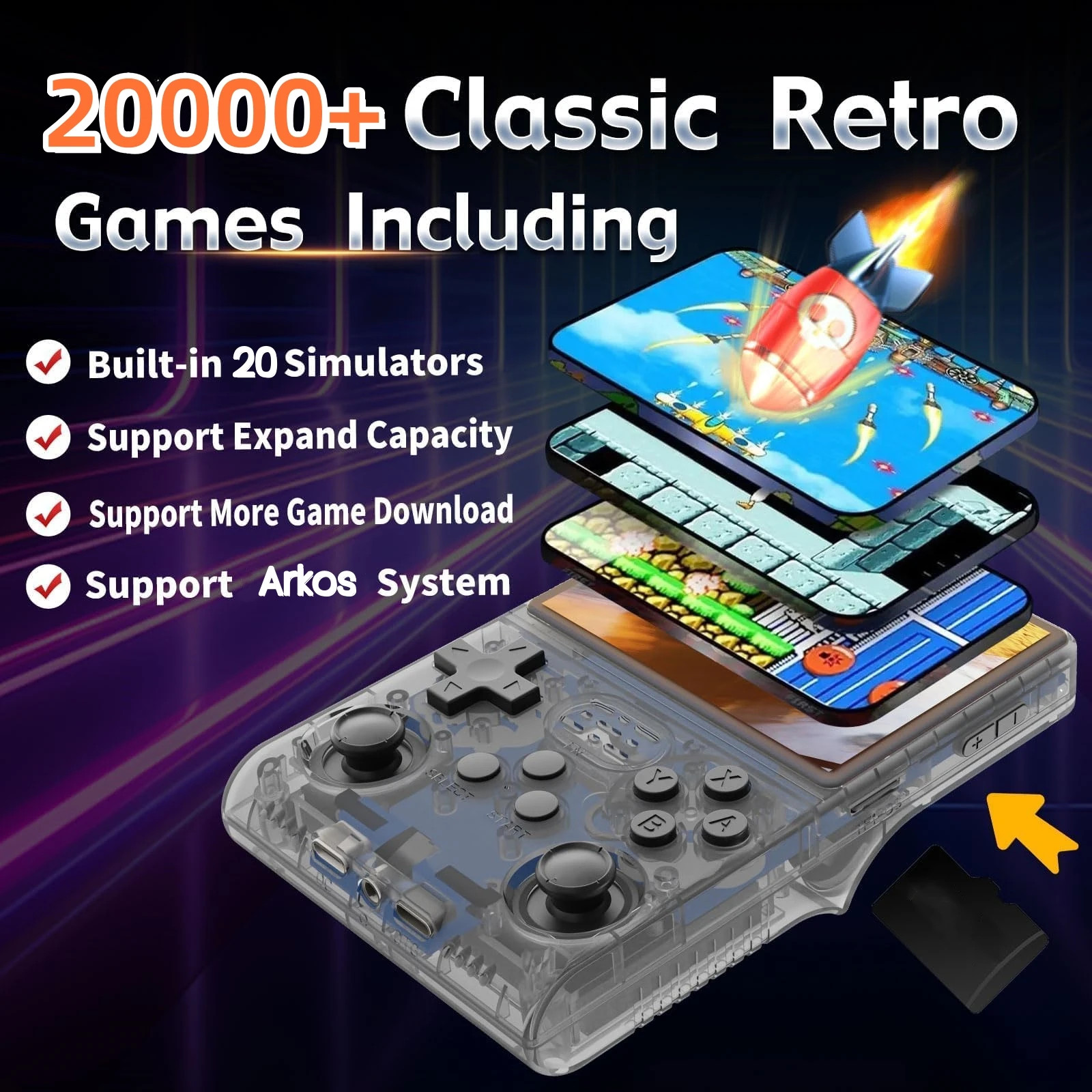 Portable Retro Handheld Gaming Console 3.5″ IPS Screen 64GB 20K Games