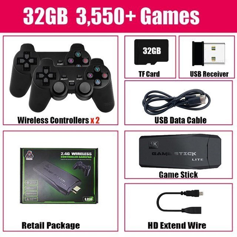 Game Console Wireless Controller Built-In 10,000 Games PS1/FC/GBA