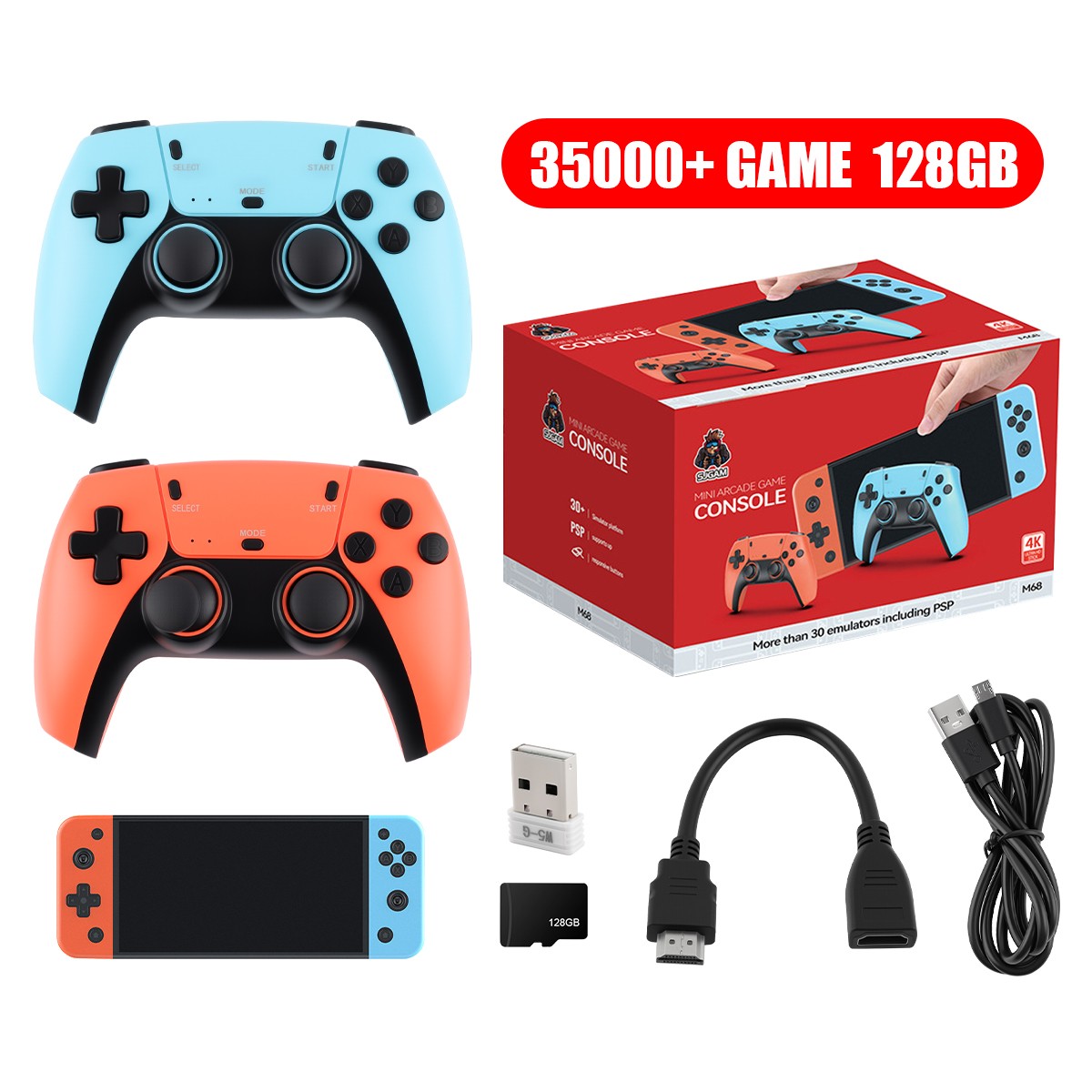 Retro Game Console 4K HDMI Output Plug and Play 35000+ Game Gamepad Controllers