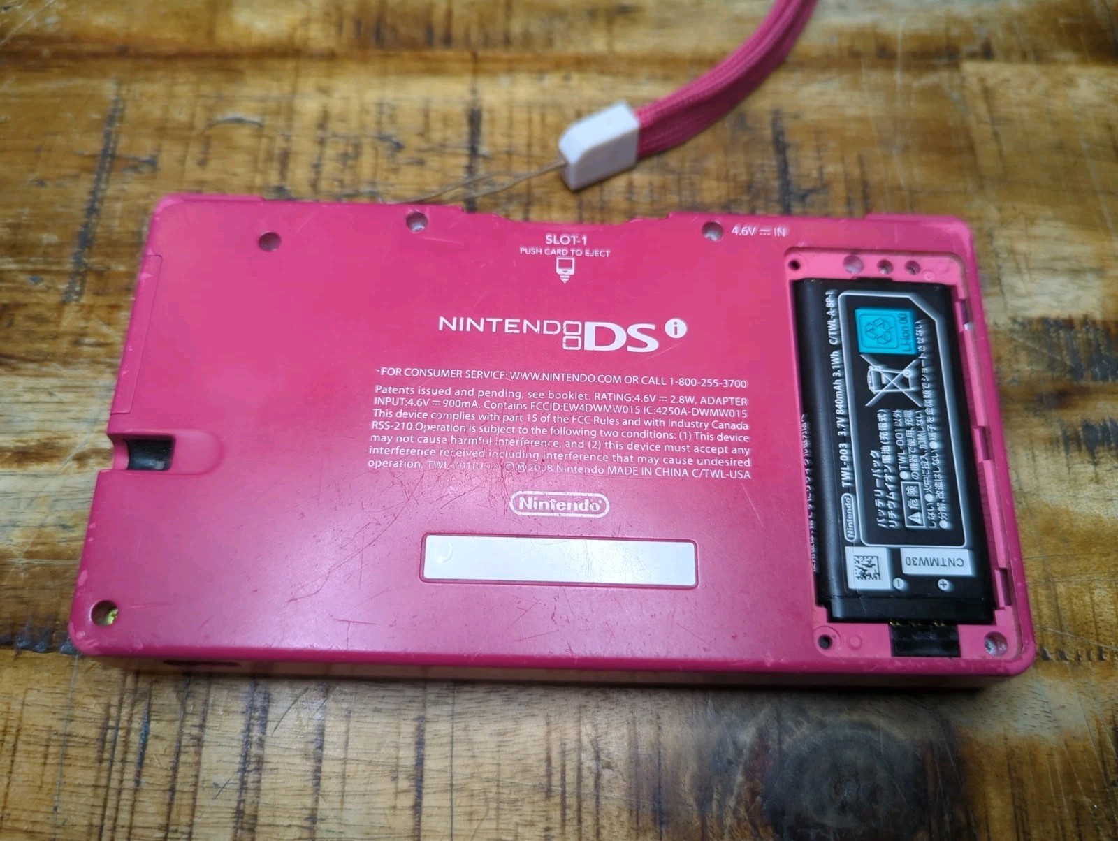 Pink Nintendo DSI Game Console with Case, Charger & Stylus. Won’t Charge