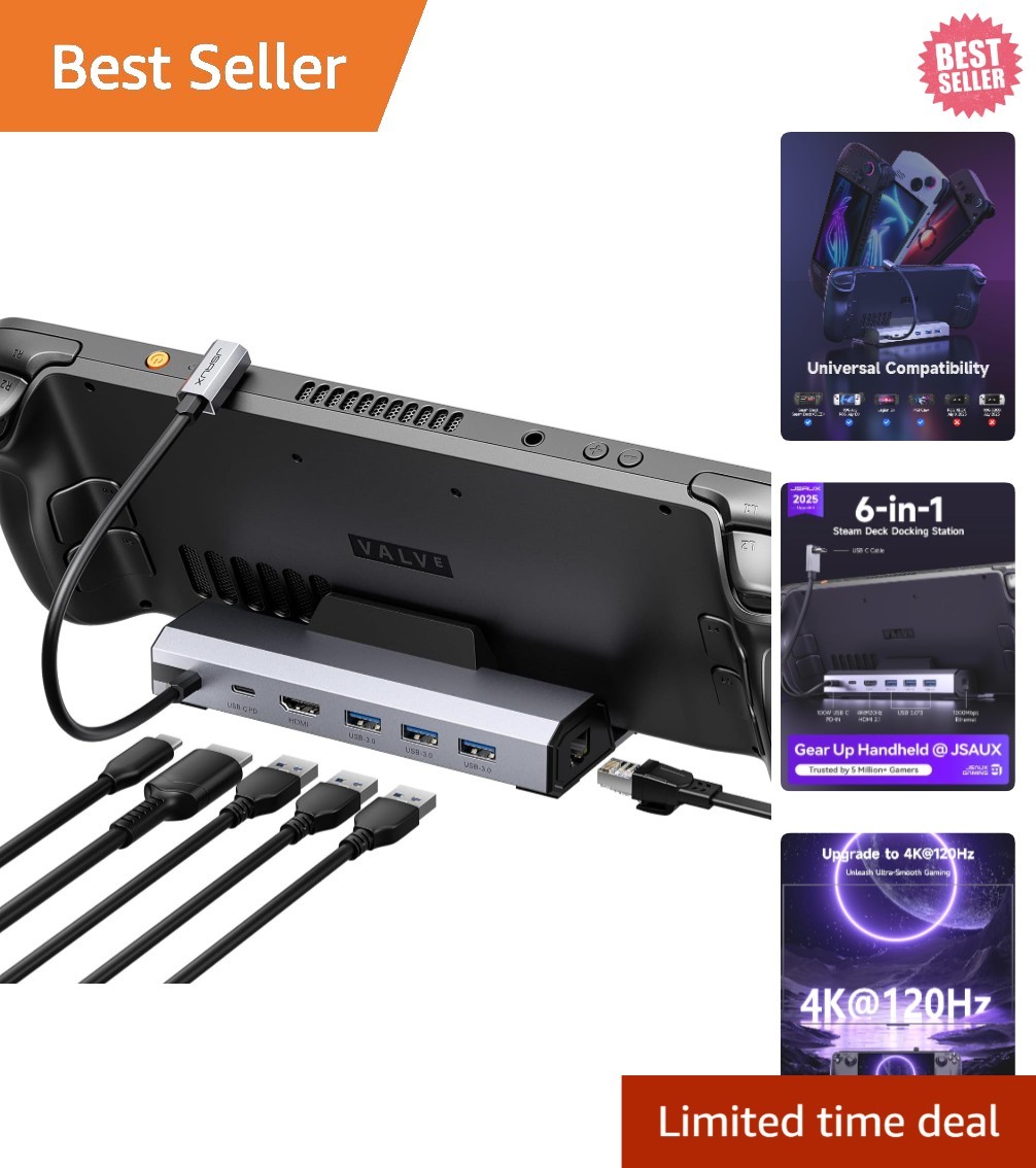 4K@120Hz Docking Station for Steam Deck & Legion Go – 100W Fast Charging