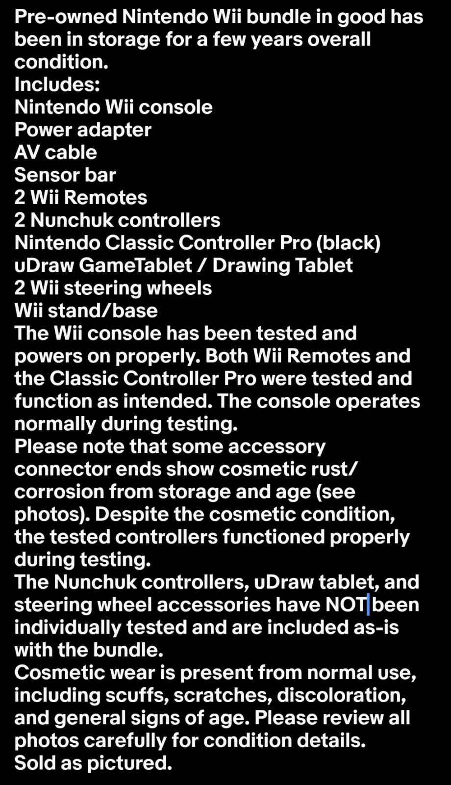 Nintendo Wii Console Bundle 2 Wii Remotes Nunchuks Classic Pro Wheels Tested