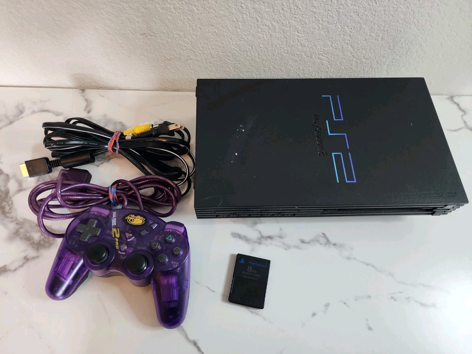 Sony PlayStation 2 Console – Black With Cords And Memory Card (SCPH-39001)