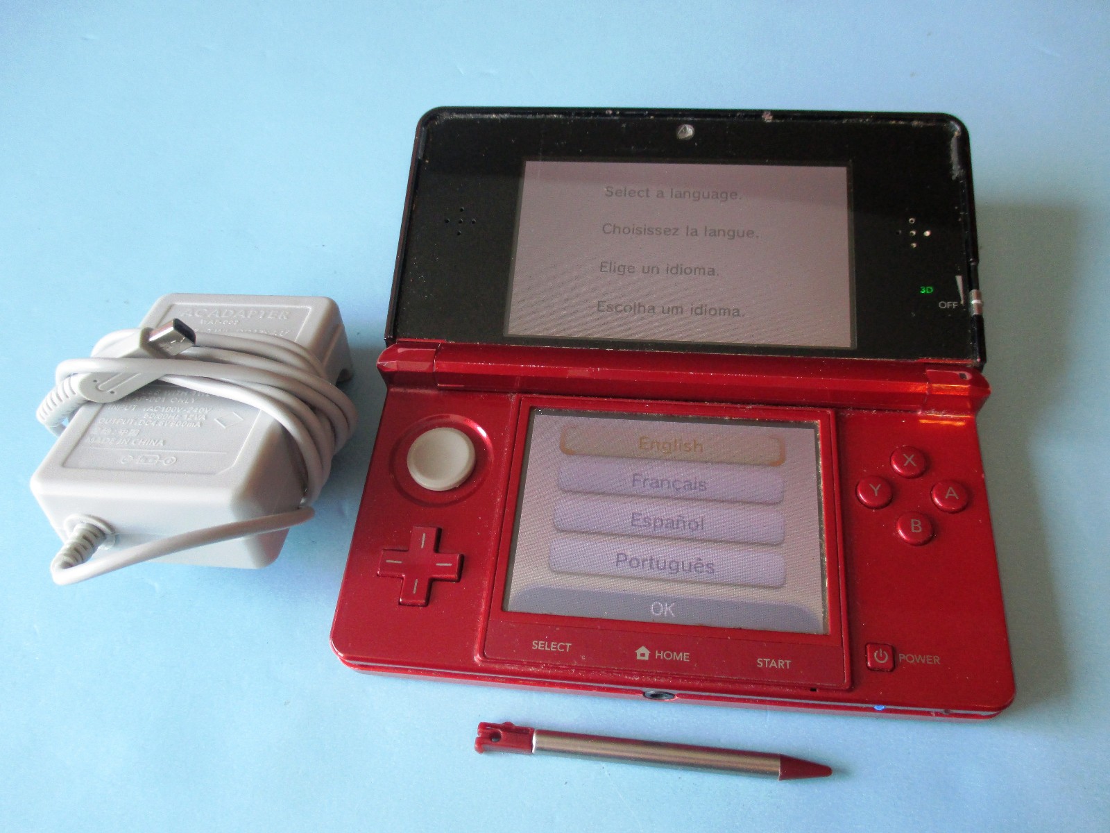 Nintendo 3DS Flame Red System w/Charger FREE Shipping!