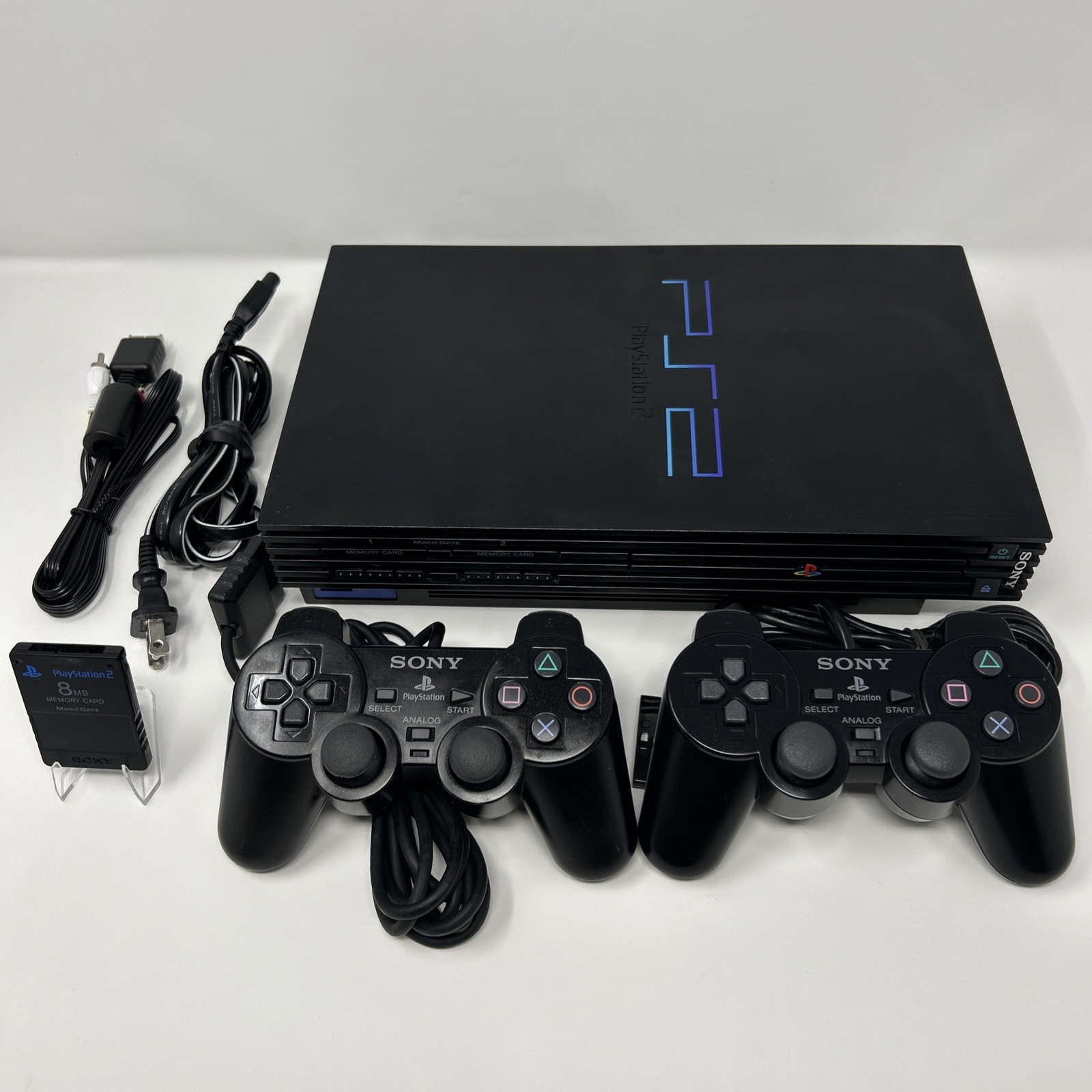 Sony PS2 PlayStation 2 Console Bundle 2 OEM Controllers Memory Card