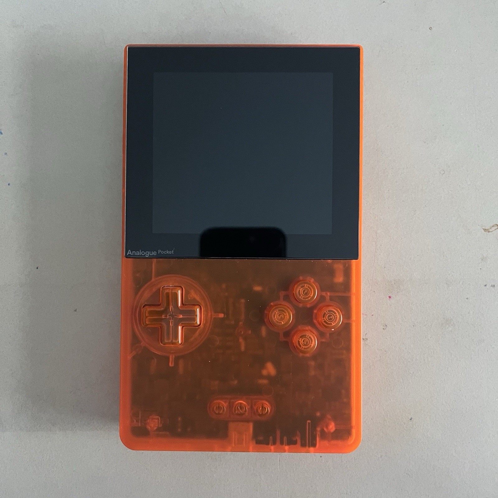 Analogue Pocket Transparent Orange Handheld System W/ 128gb SD Card (Scratched)