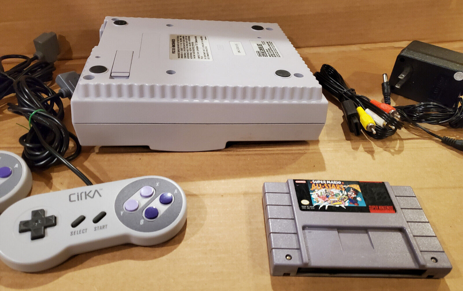 Super Nintendo SNES System Console SNS-001 System Set + Super Mario All Stars