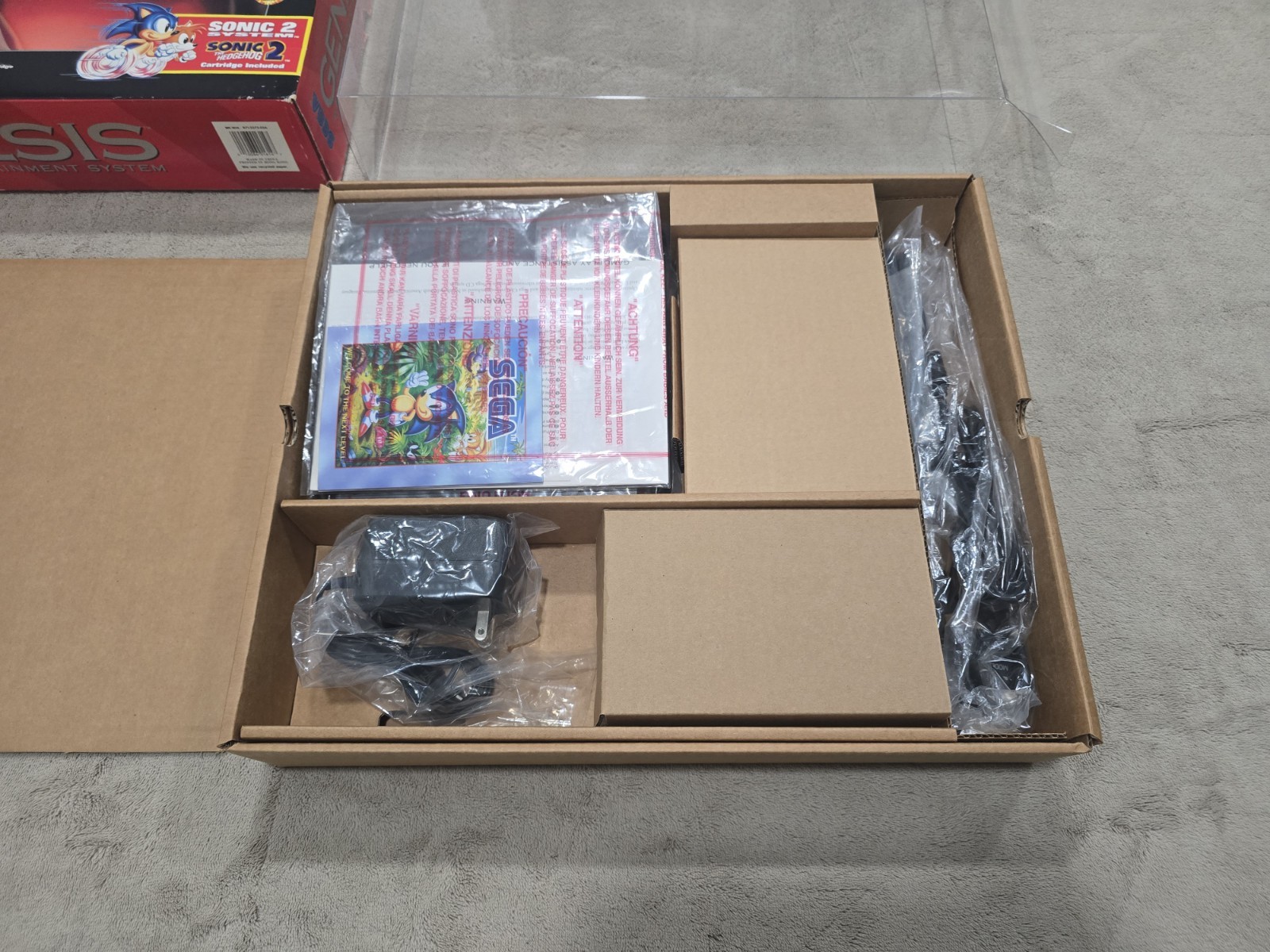 Sega Genesis Model 2 Console CIB Sonic 2 Bundle w Reg Card Mint + Box Protector