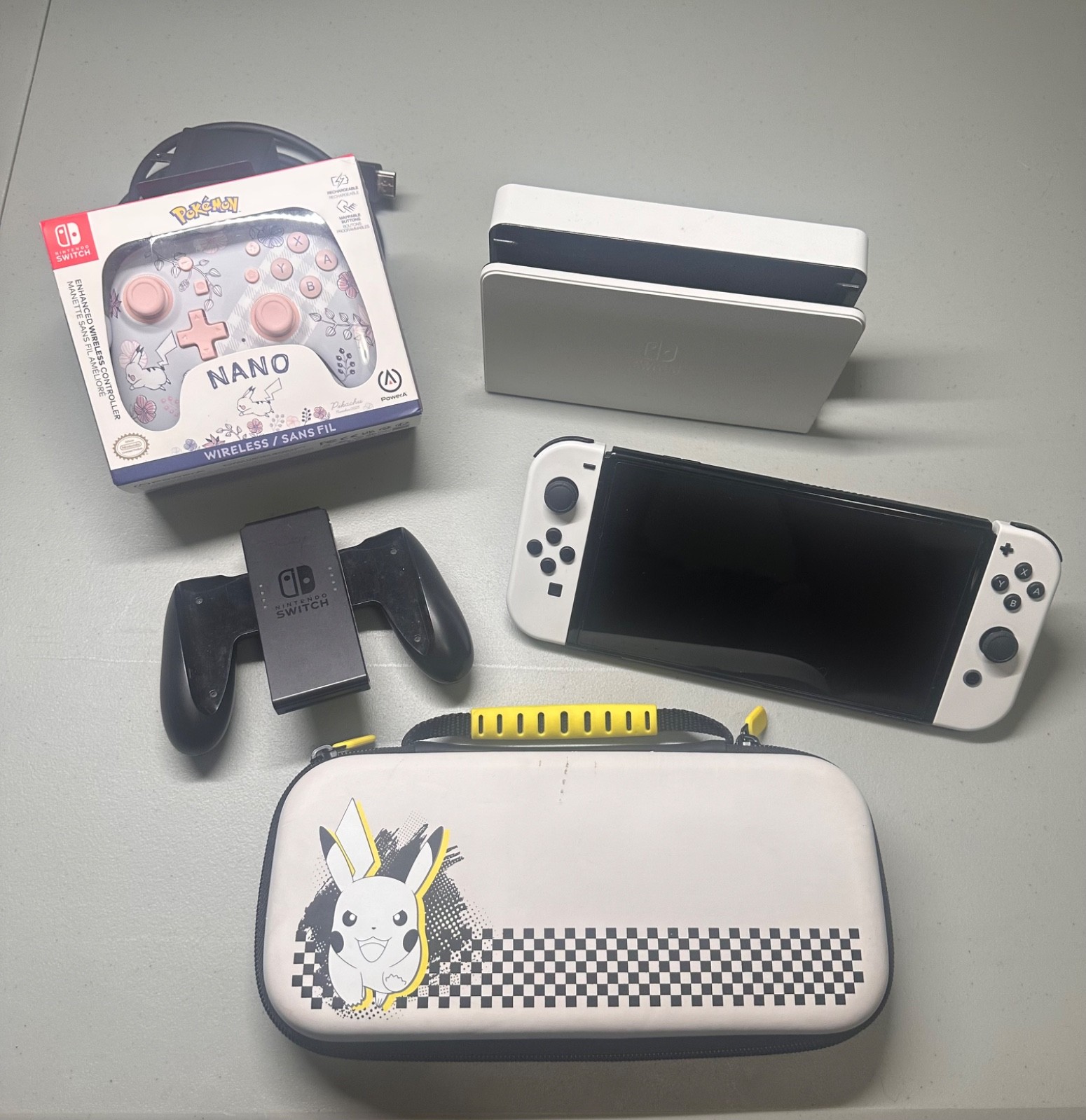 Nintendo Switch OLED White Console Pokemon Bundle – Used