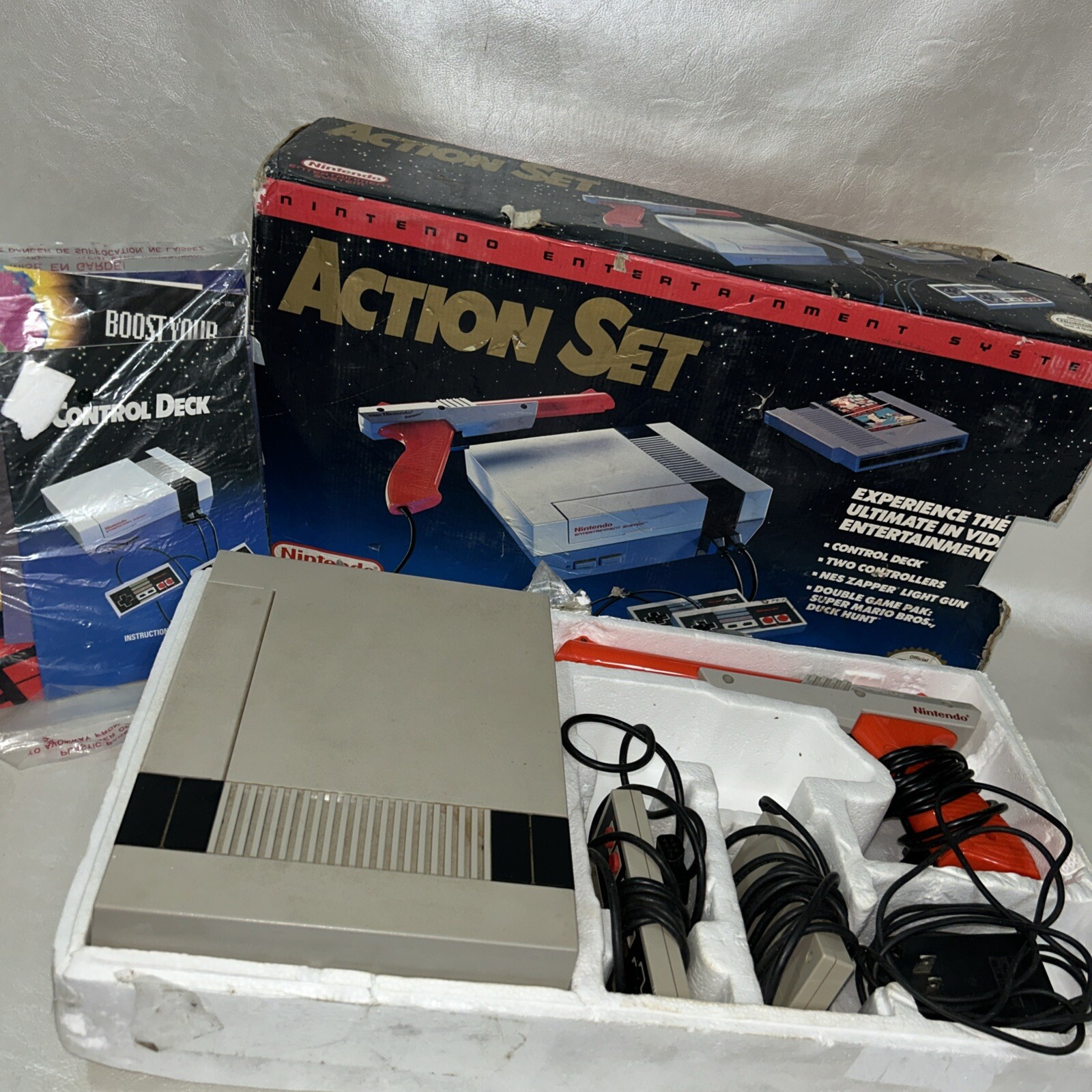 NES Nintendo Action Set Box AS SHOWN DAMAGED BOX!!!