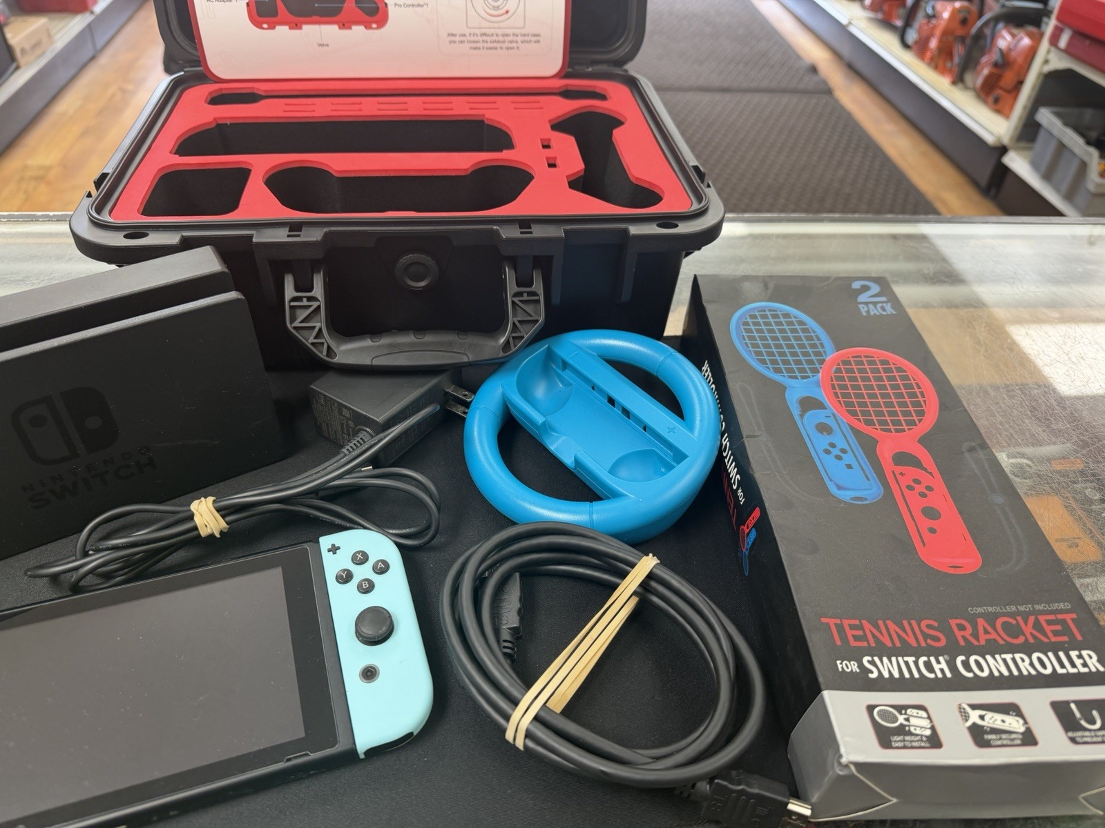Nintendo Switch Neon Red & Blue Joy-Con with Dock and Charger. Launch model
