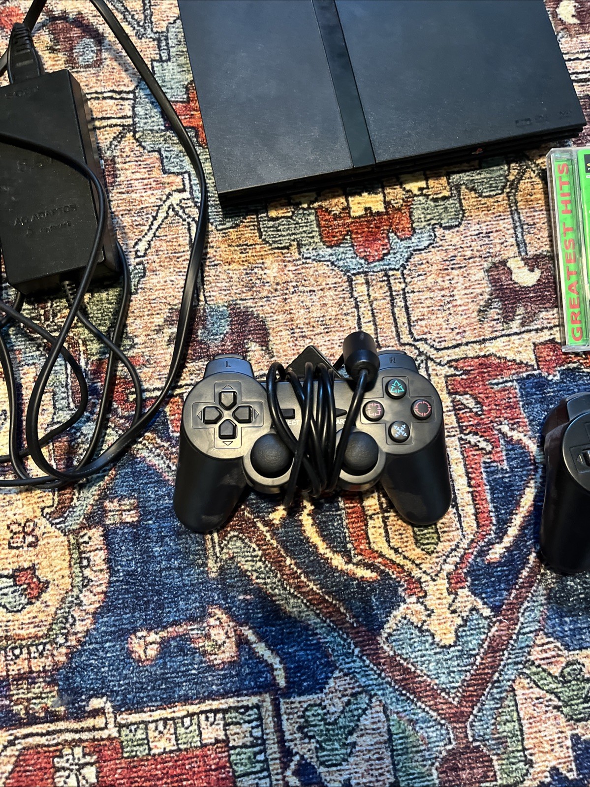 Sony PlayStation 2 Ps2 slim Bundle Controllers & 2 Games *missing AV Cable*