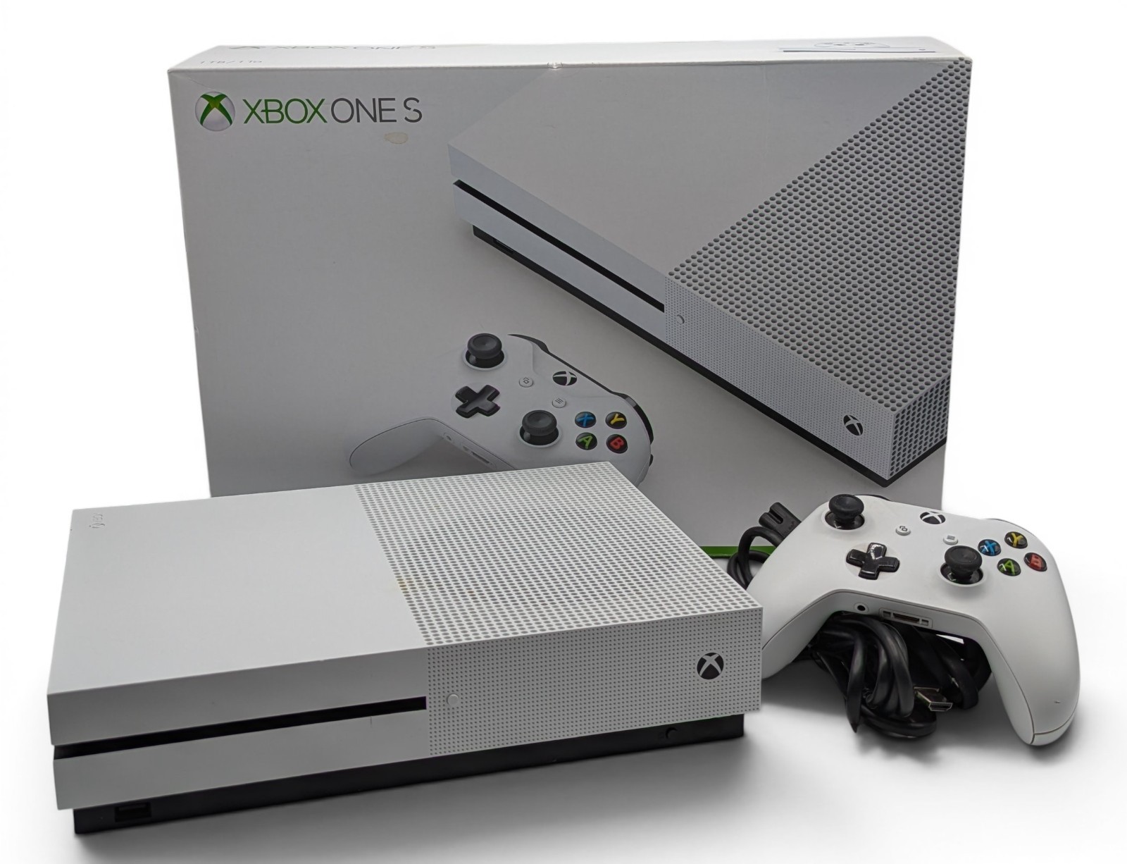 Microsoft Xbox One S 1TB Console White with Controller Cables & Box WORKS