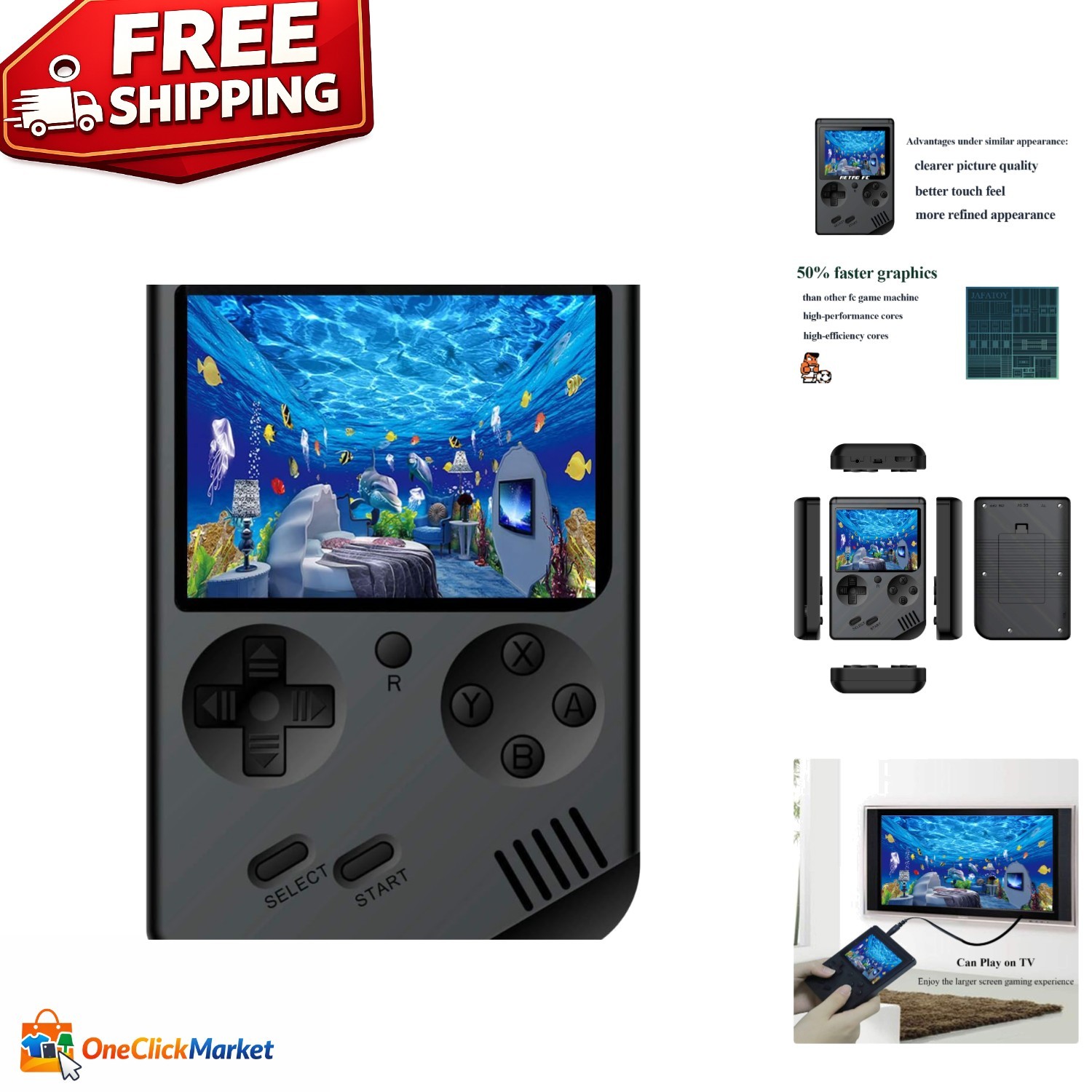 Nostalgic Handheld Game Console – 3” Screen, 168 Retro Games for Family Fun
