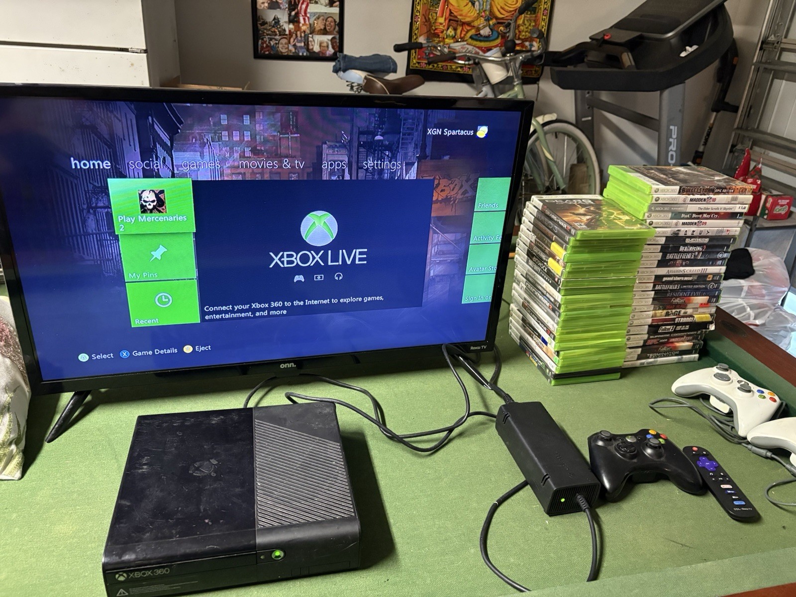 Xbox 360 E Bundle, 3 Wireless Controllers, 45 Games—TESTED/WORKING!