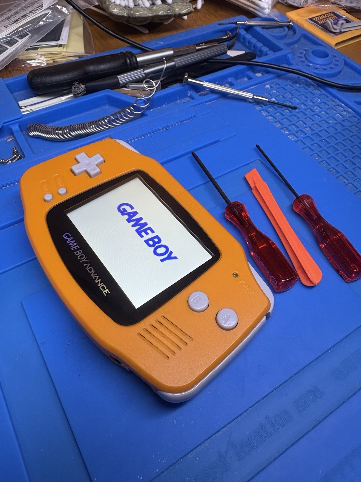 Spice Orange Backlit IPS Nintendo Gameboy Advance Glass Lens GBA NES Cart Pouch