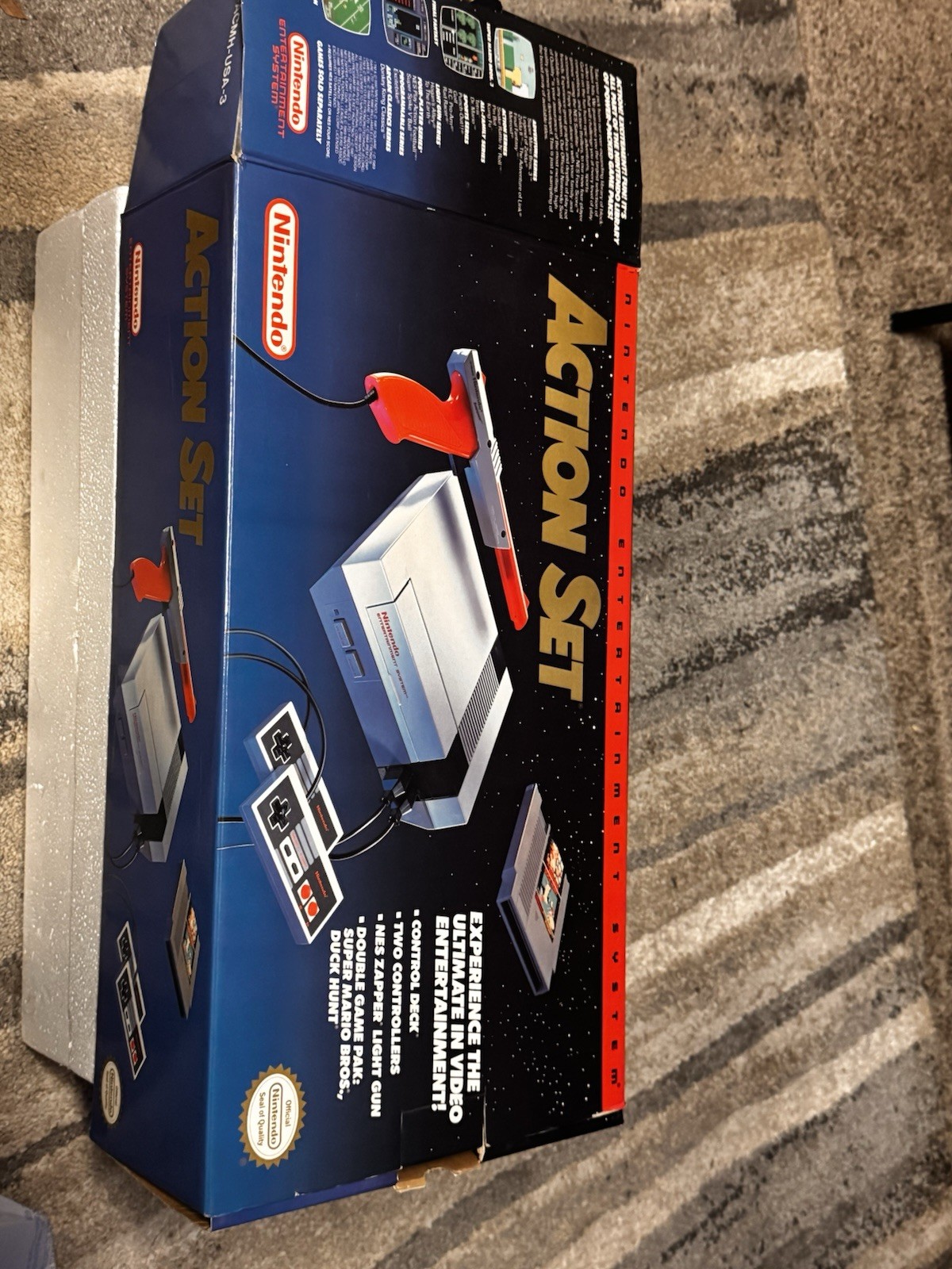 Nintendo NES Action Set System In Box CIB Tested W/ Super Mario + 5 Games-Clean