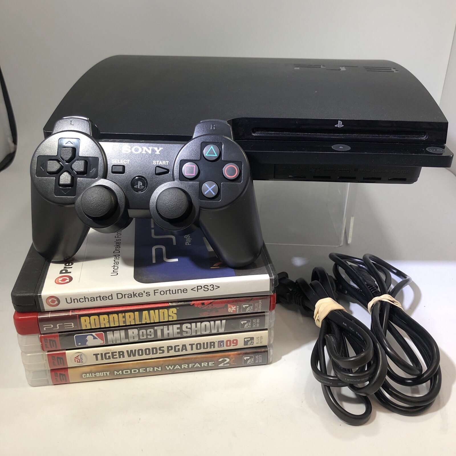 Sony Playstation 3 Slim 150 GB Console w/Controller, Cables, & 5 Games PS3 #ML15