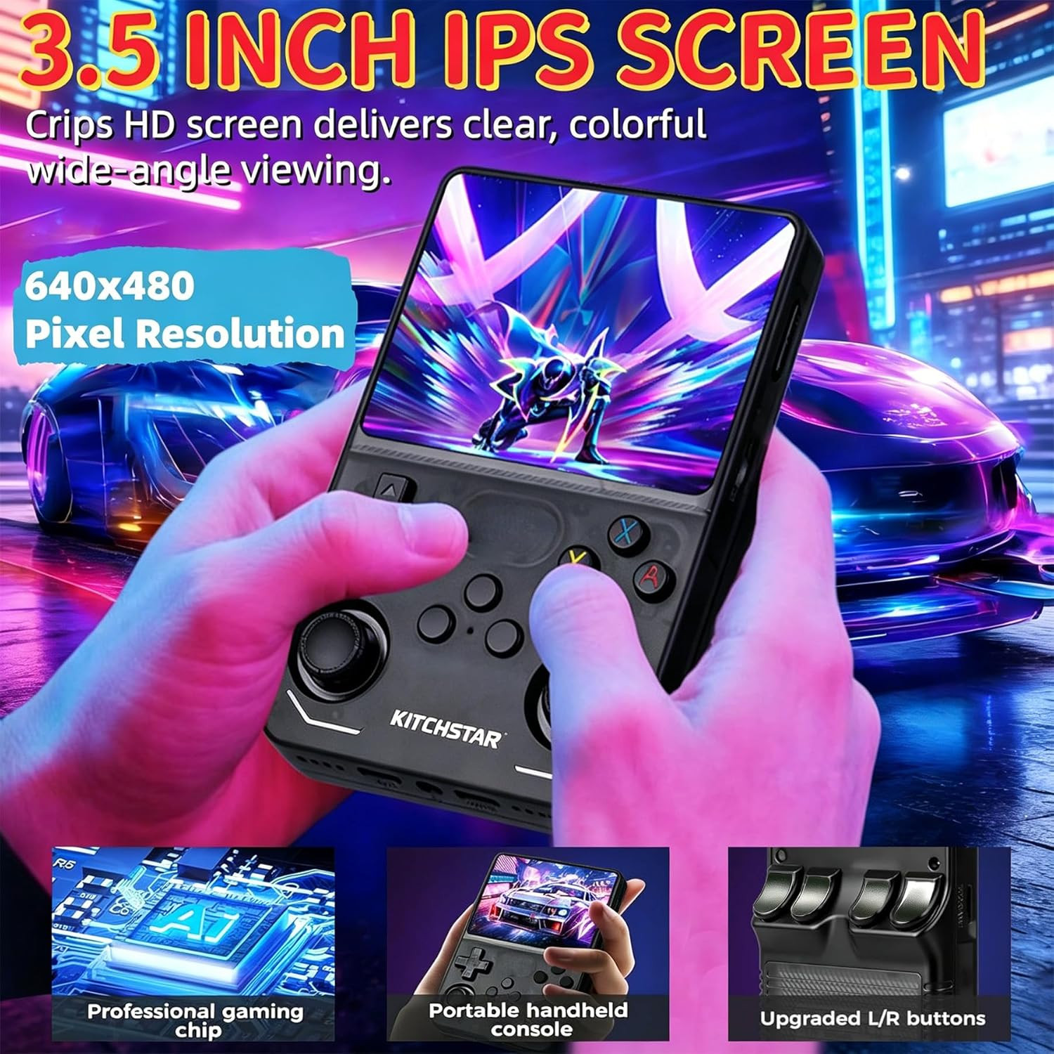 R36S Retro Handheld Game Console, 3.5 Inch 640X480 IPS Screen, 64GB Built-In 15,
