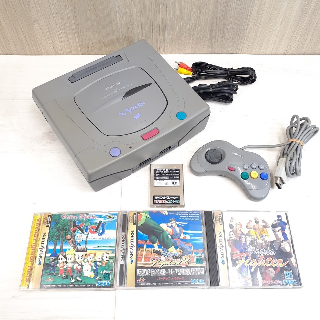 Sega Victor V-Saturn RG-JX2 Console Bundle with Movie Card 1 Controller 3 Games