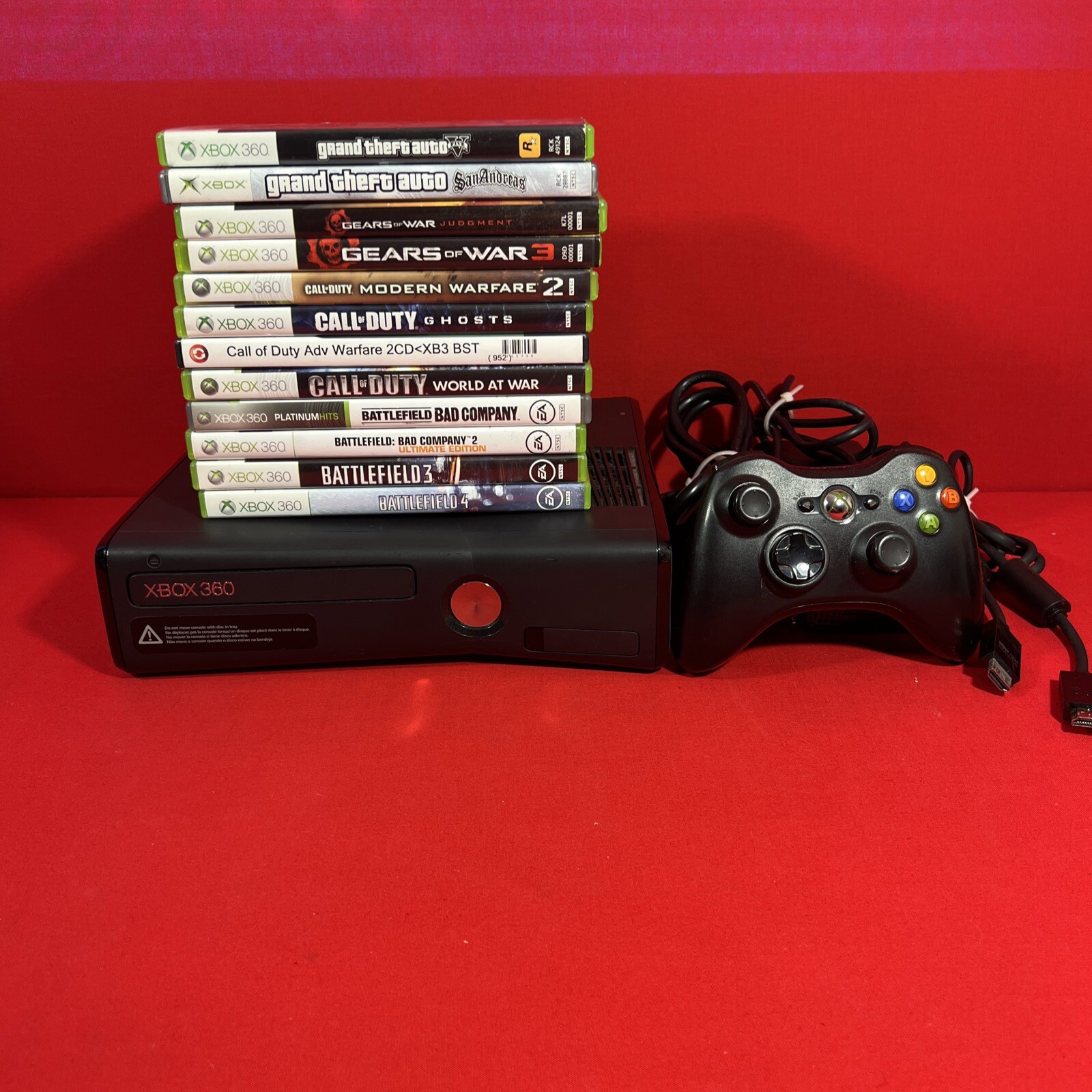 Microsoft Xbox 360 E 250GB Console – Black. With 12 Games, Controller. TESTED