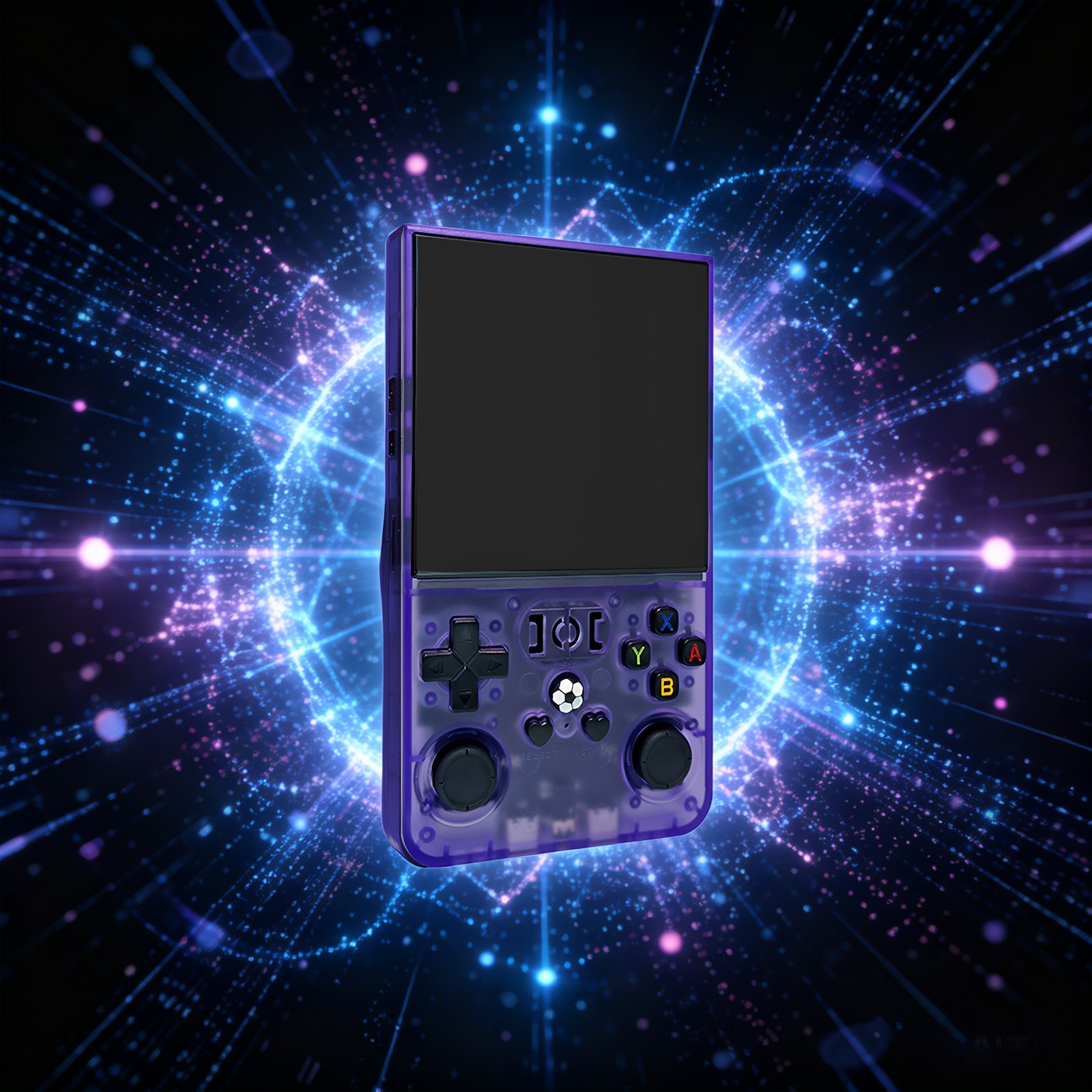 4 Inch Large Screen R36max Handheld Game Console, 128g Clear Purple Game Console