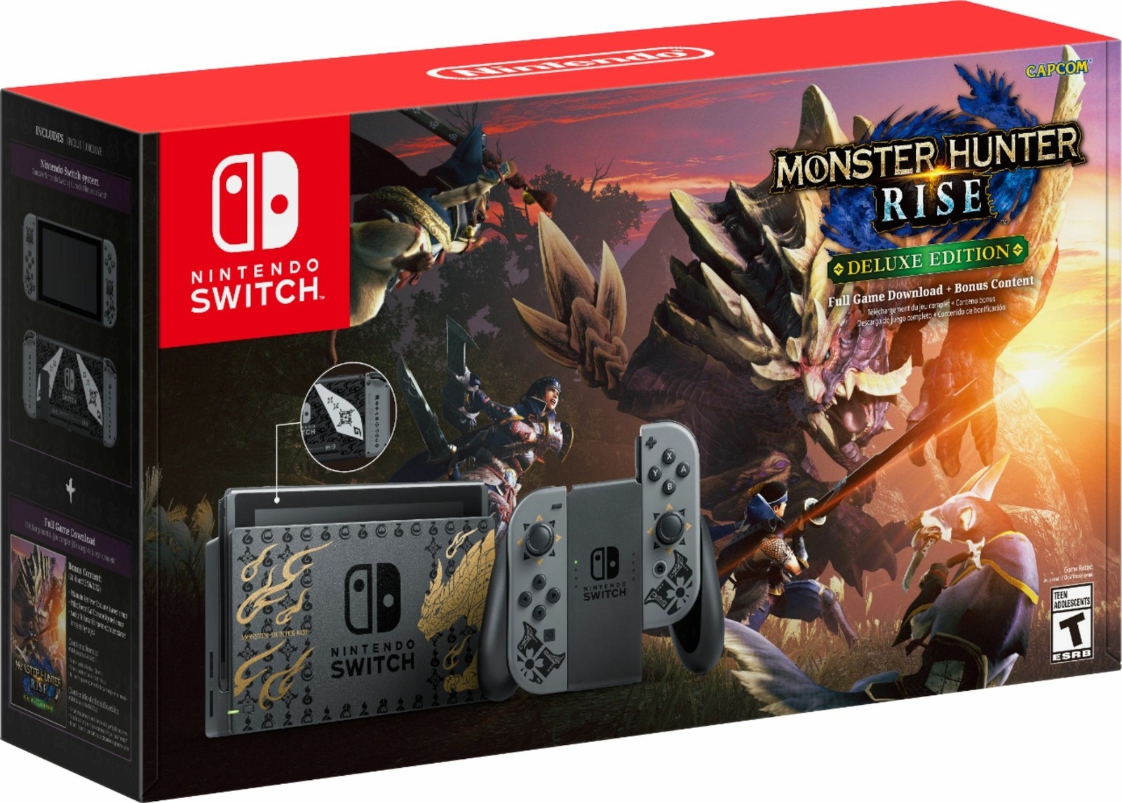 NEW Nintendo Switch Monster Hunter Rise Deluxe Edition Console Bundle