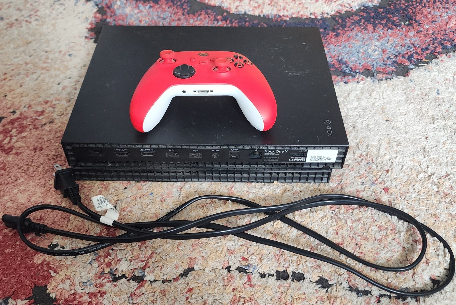 MICROSOFT XBOX ONE X With Cable & Red Controller. 12 GB Ram. 1TB Storage.