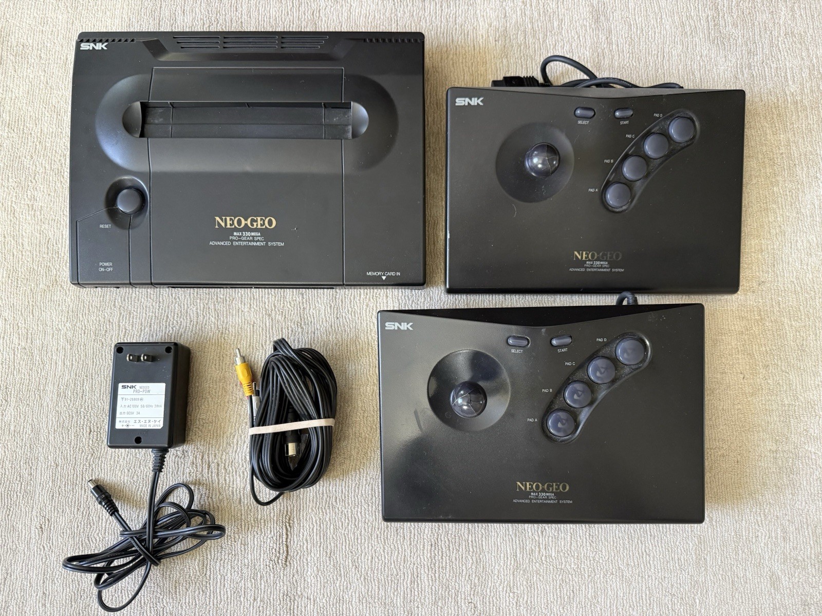 SNK Neo Geo AES Console JMKurtz RCA Mod OEM PSU 2 Original Joysticks Tested