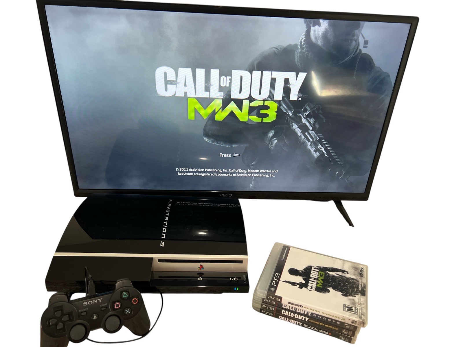 Sony PlayStation 3 PS3 74GB Console Plug & Play Bundle w/ 4Games Tested read⬇️