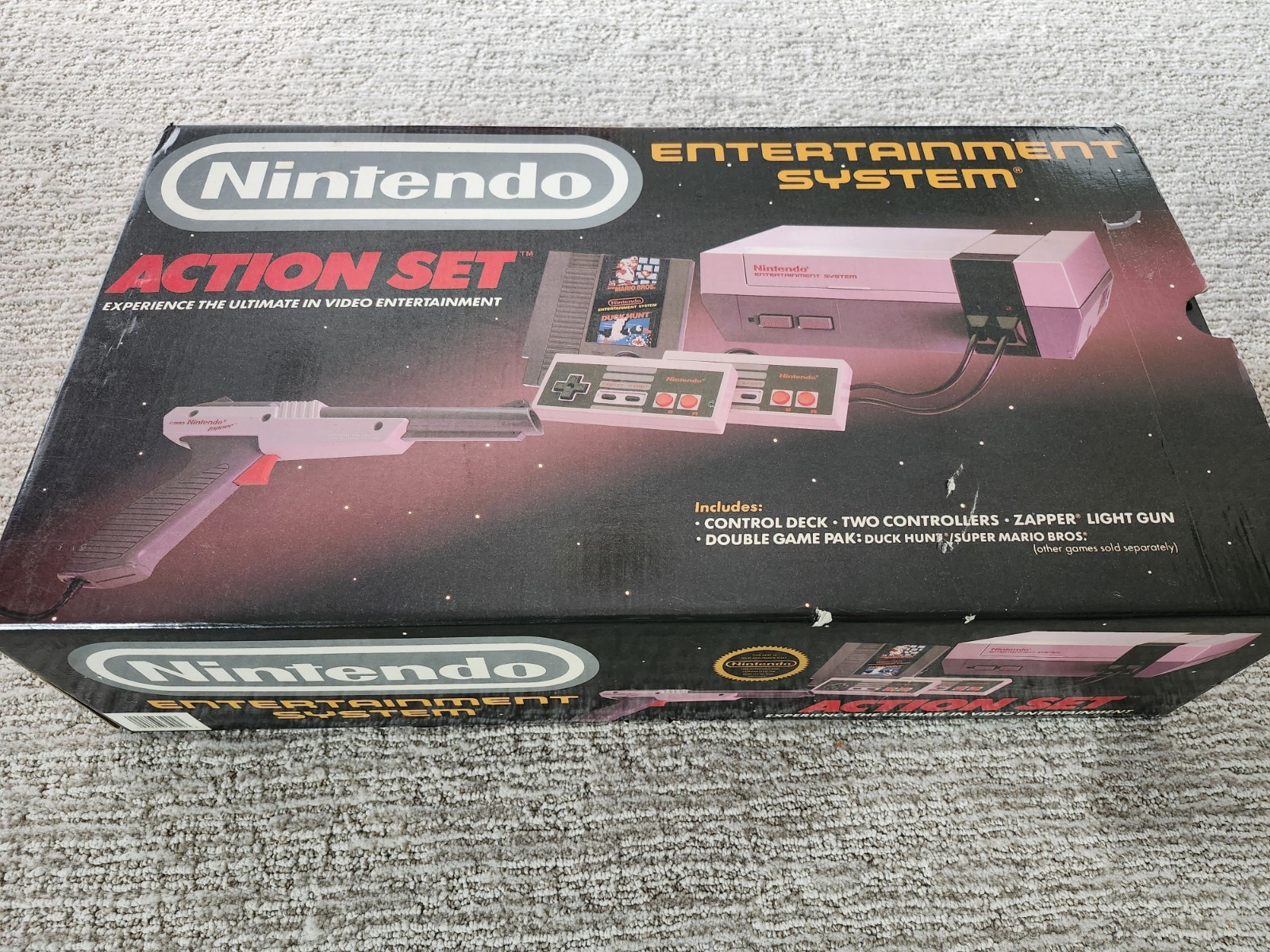 Nintendo NES Action Set Complete in Box CIB System W/ Baggies & RARE Converters!