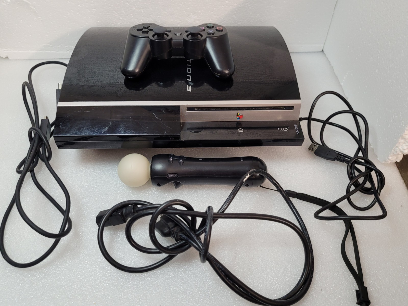 Sony PlayStation 3 PS3 Fat CECHH01 + Dualshock Controller + Motion Control WORKS