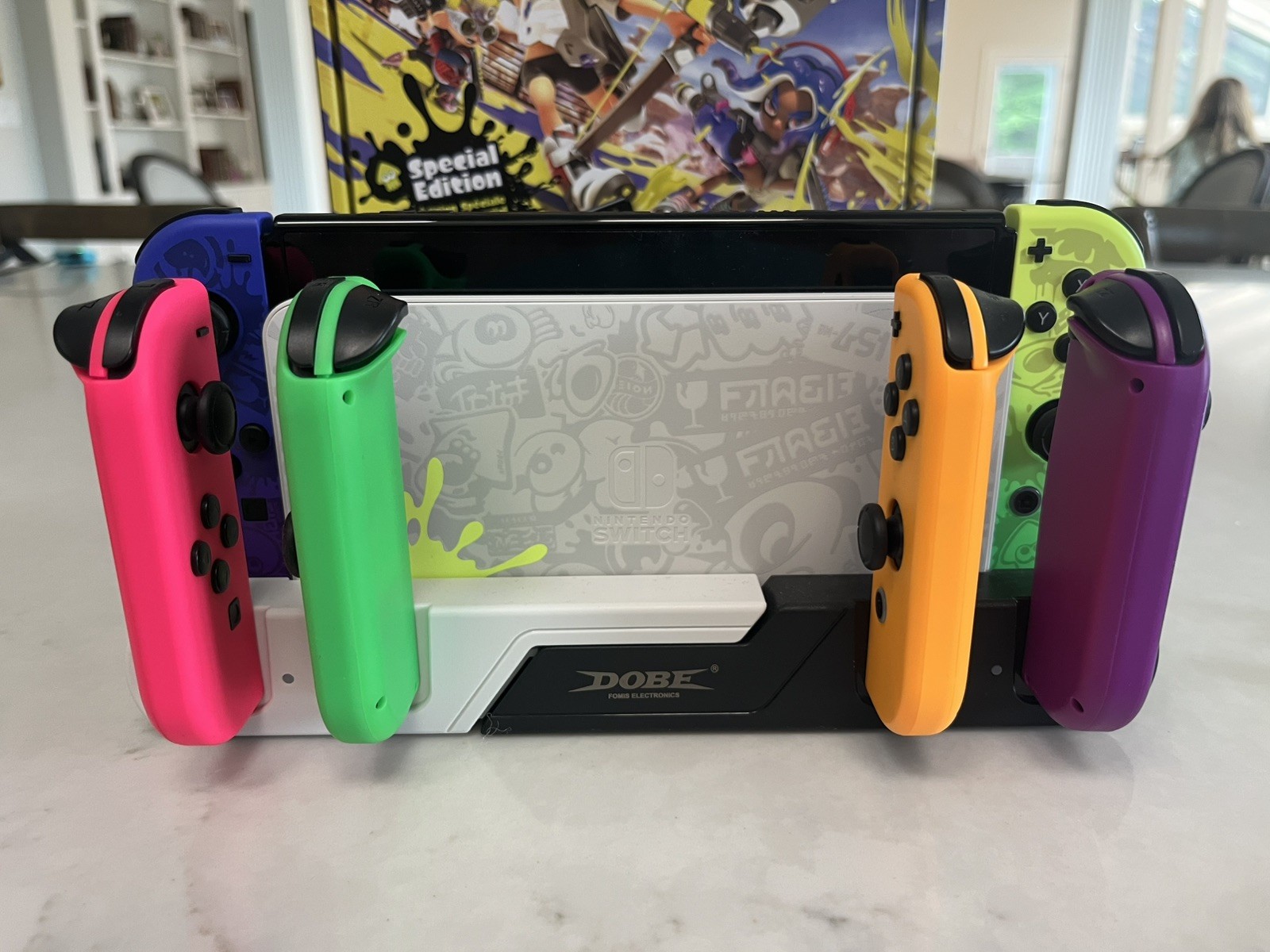 Nintendo Switch OLED Splatoon 3 Edition Bundle CIB w/ 8 Controllers & Dock