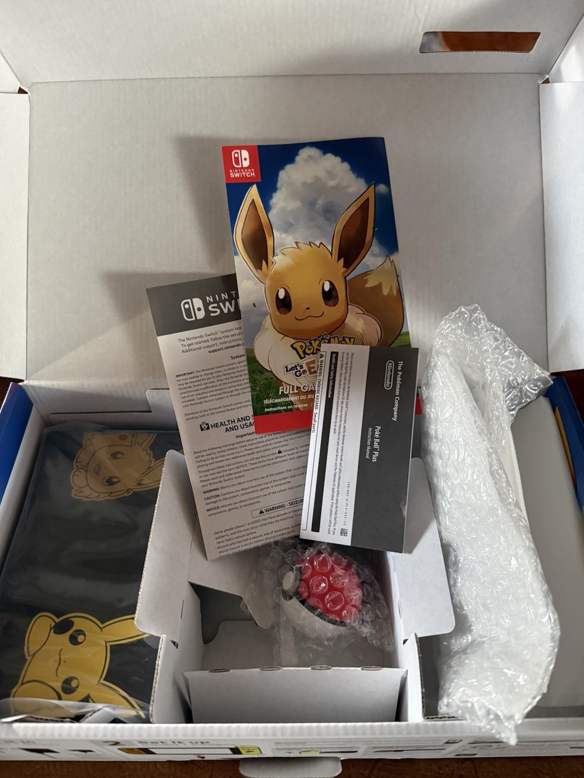 Nintendo Switch Pokemon Let’s Go Eevee Console w Poke Ball CARDS Case Book Lot