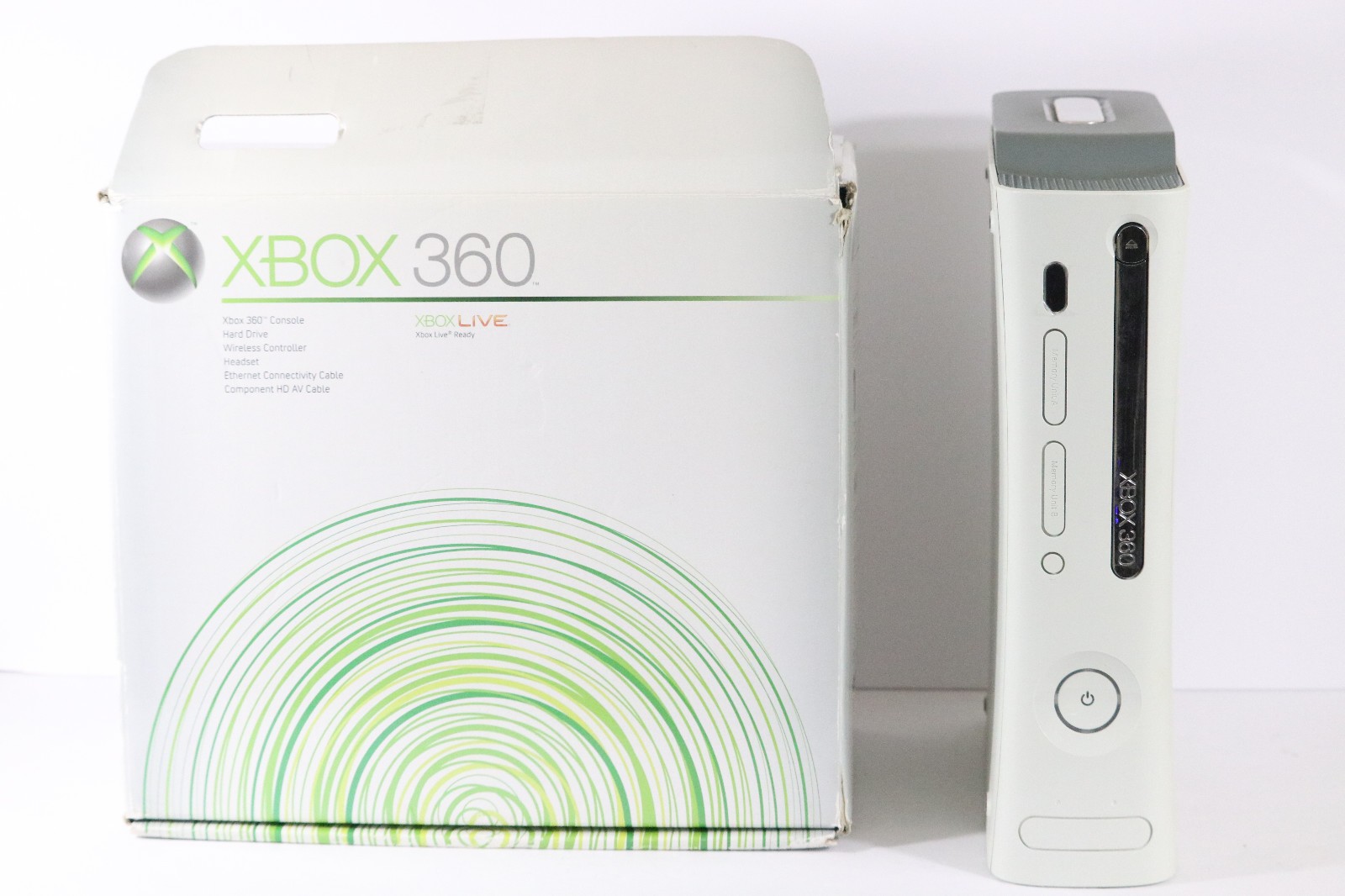 Microsoft Xbox 360 Arcade White Console W/ Original Box & 20GB HDD **For Parts