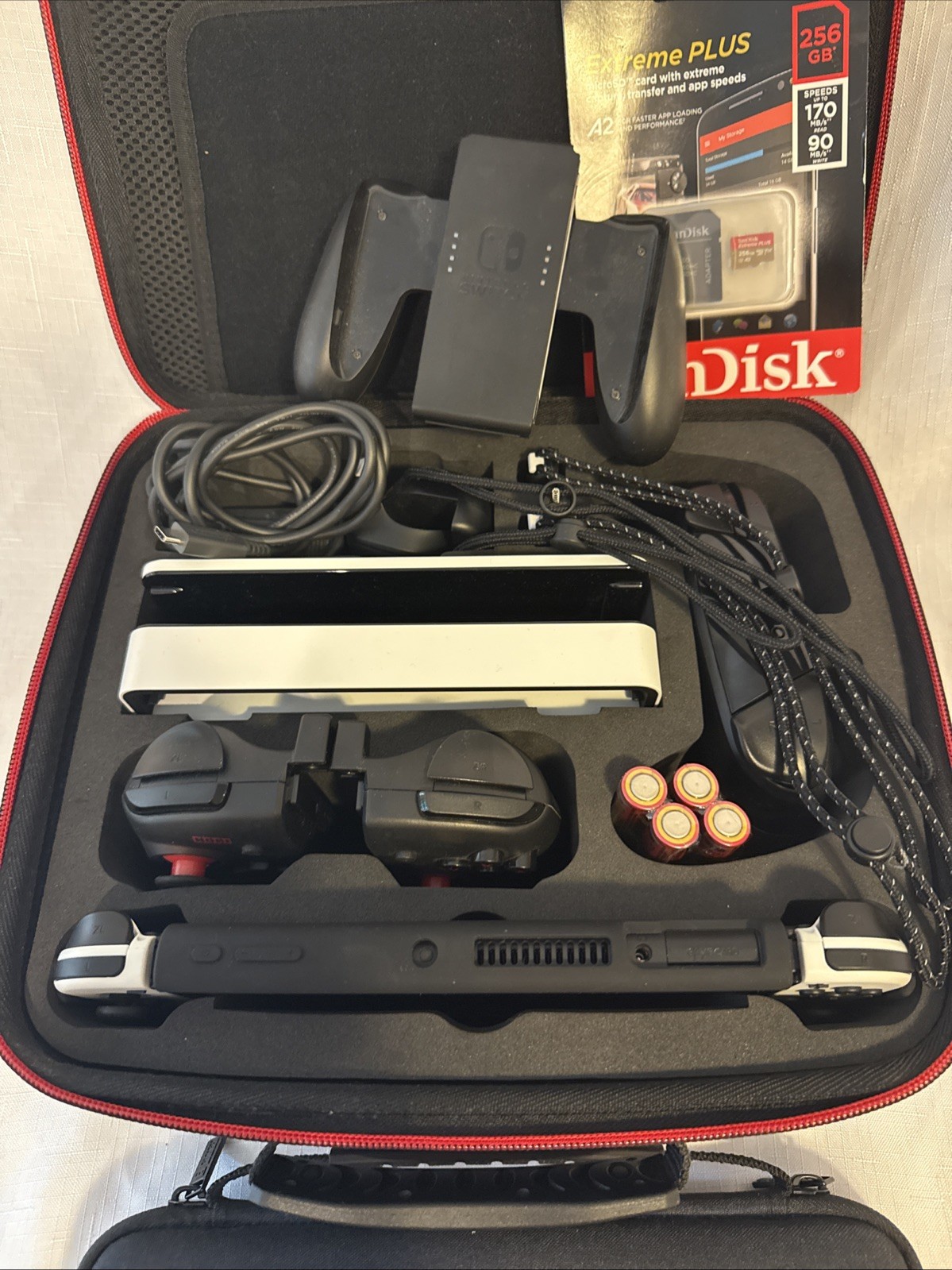 Nintendo Switch OLED White Console-Complete-Starter Bundle+256Gb+Case+Remotes ++