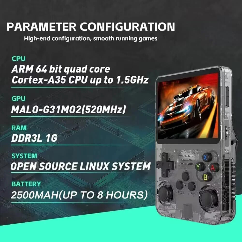 R36S Retro Handheld Video Game Console Linux 3.5″ IPS Screen 64GB 15000+game