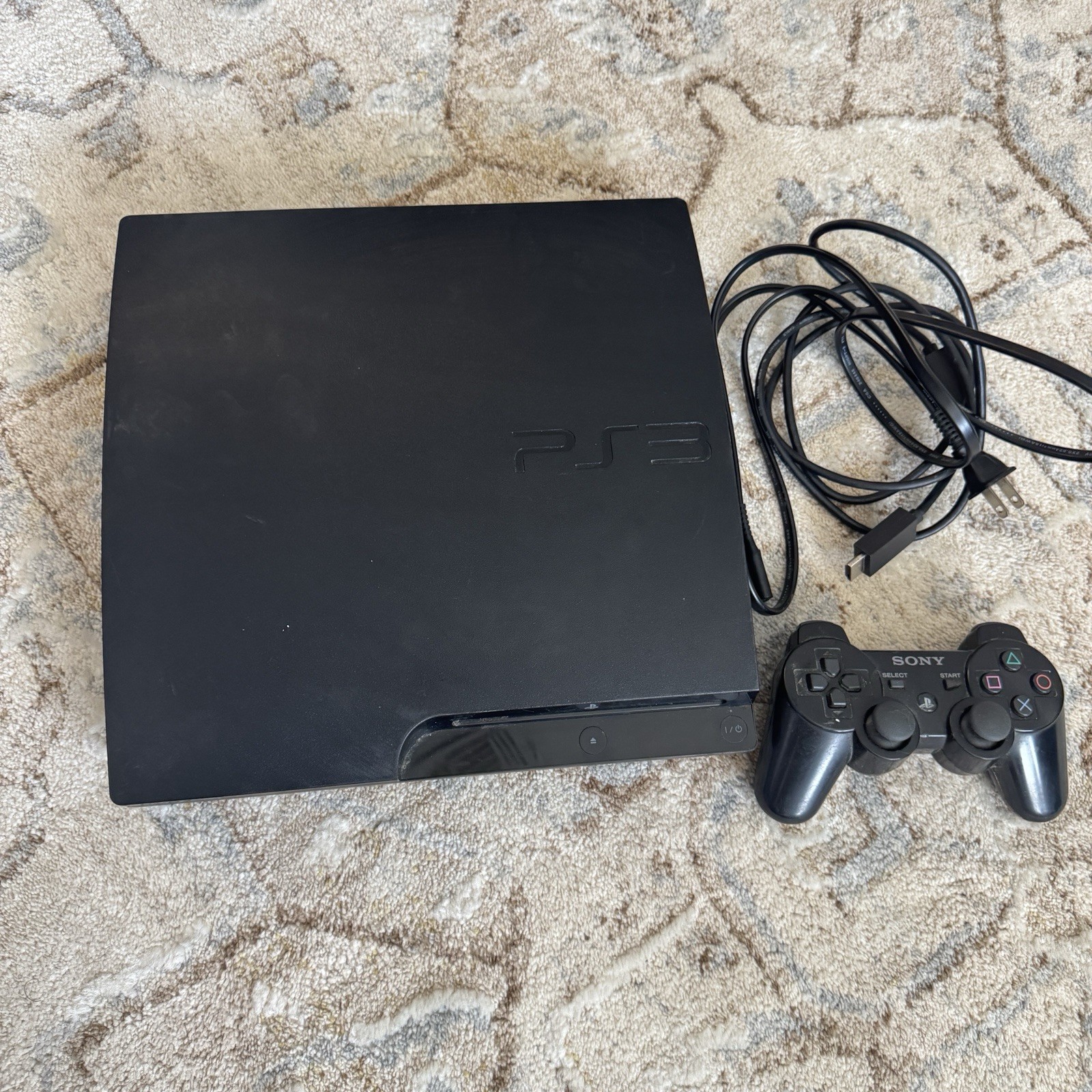 Sony PlayStation 3 Slim Black Console Cech-2001b For Parts Powers On Then Off