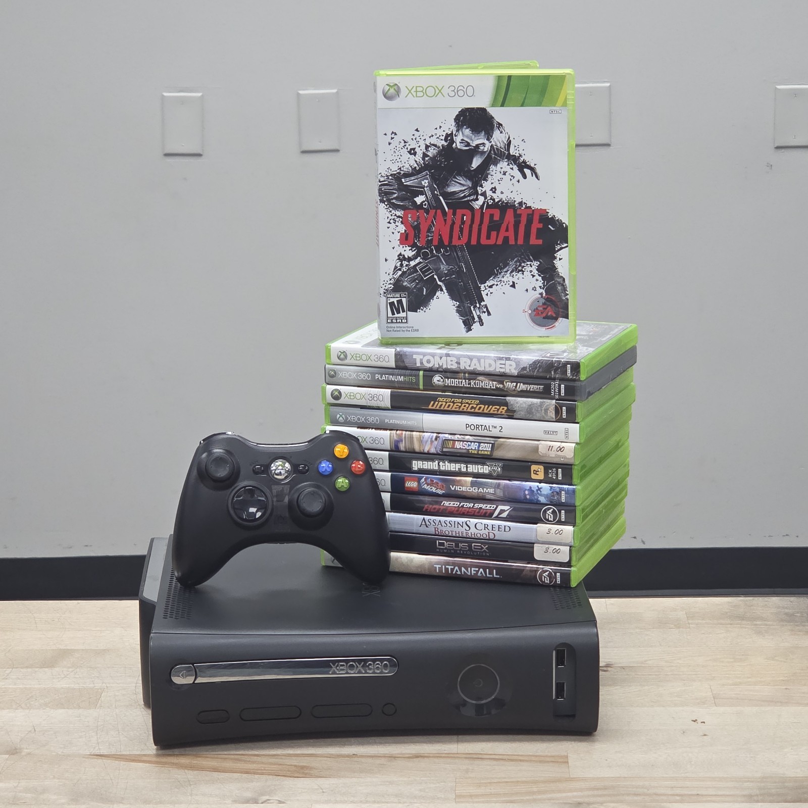 Microsoft Xbox 360 Black Console 120GB Complete W/ 12 Games & New Controller