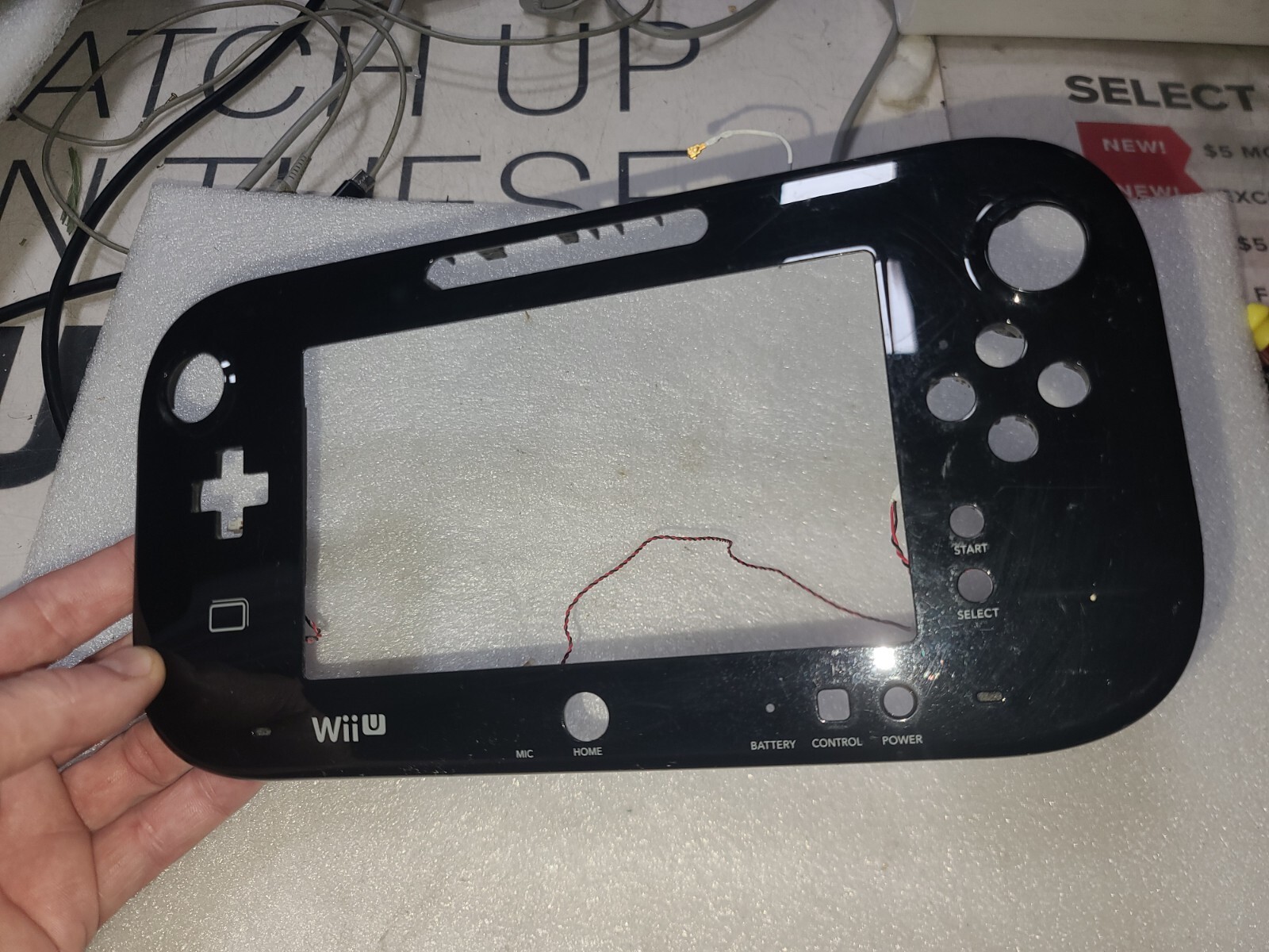 Nintendo Wii U Black Gamepad EMPTY Front Cover ONLY-Just OK Cosmetic-READ ALL